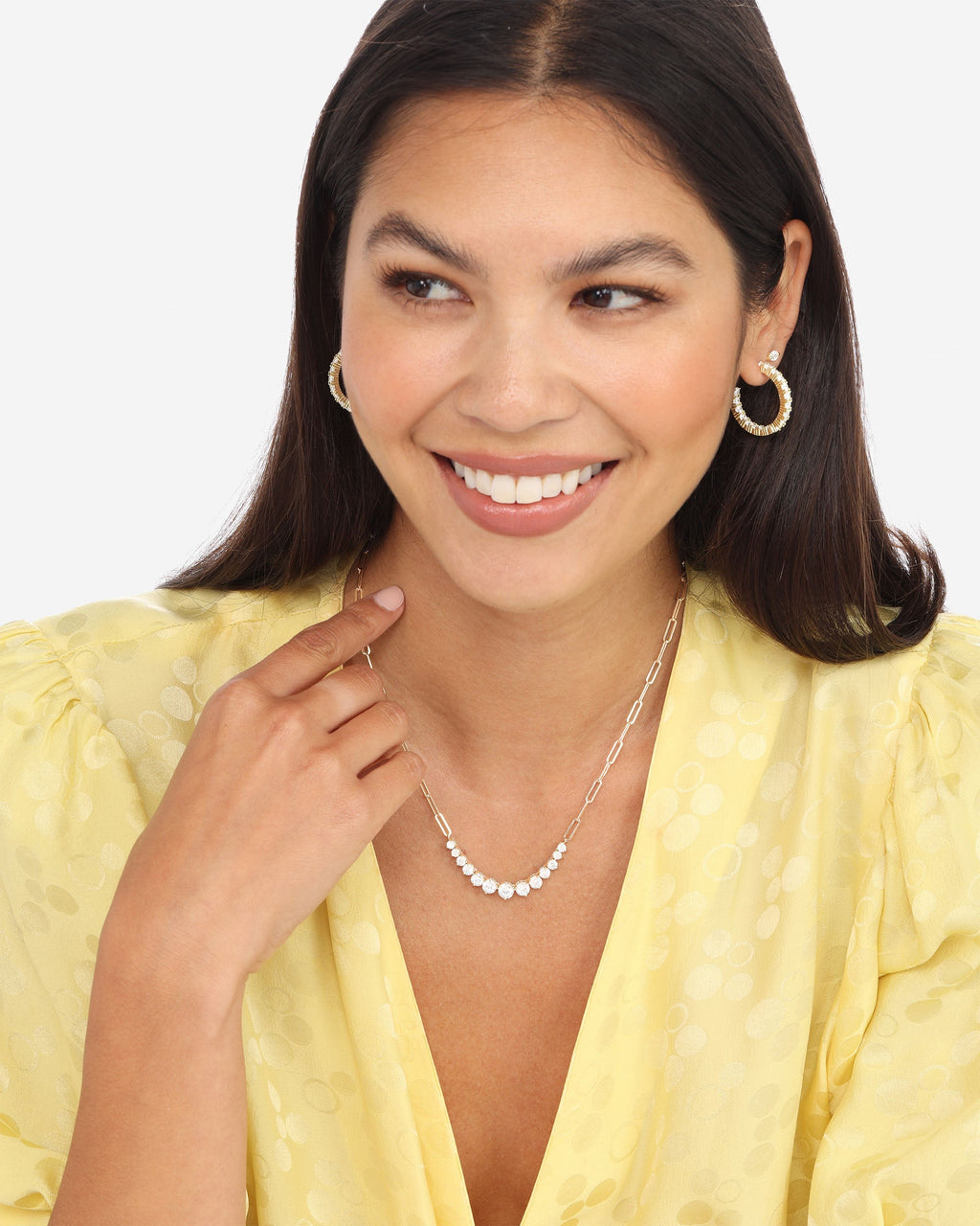 Heiress Hoops 1" - Gold|White Diamondettes