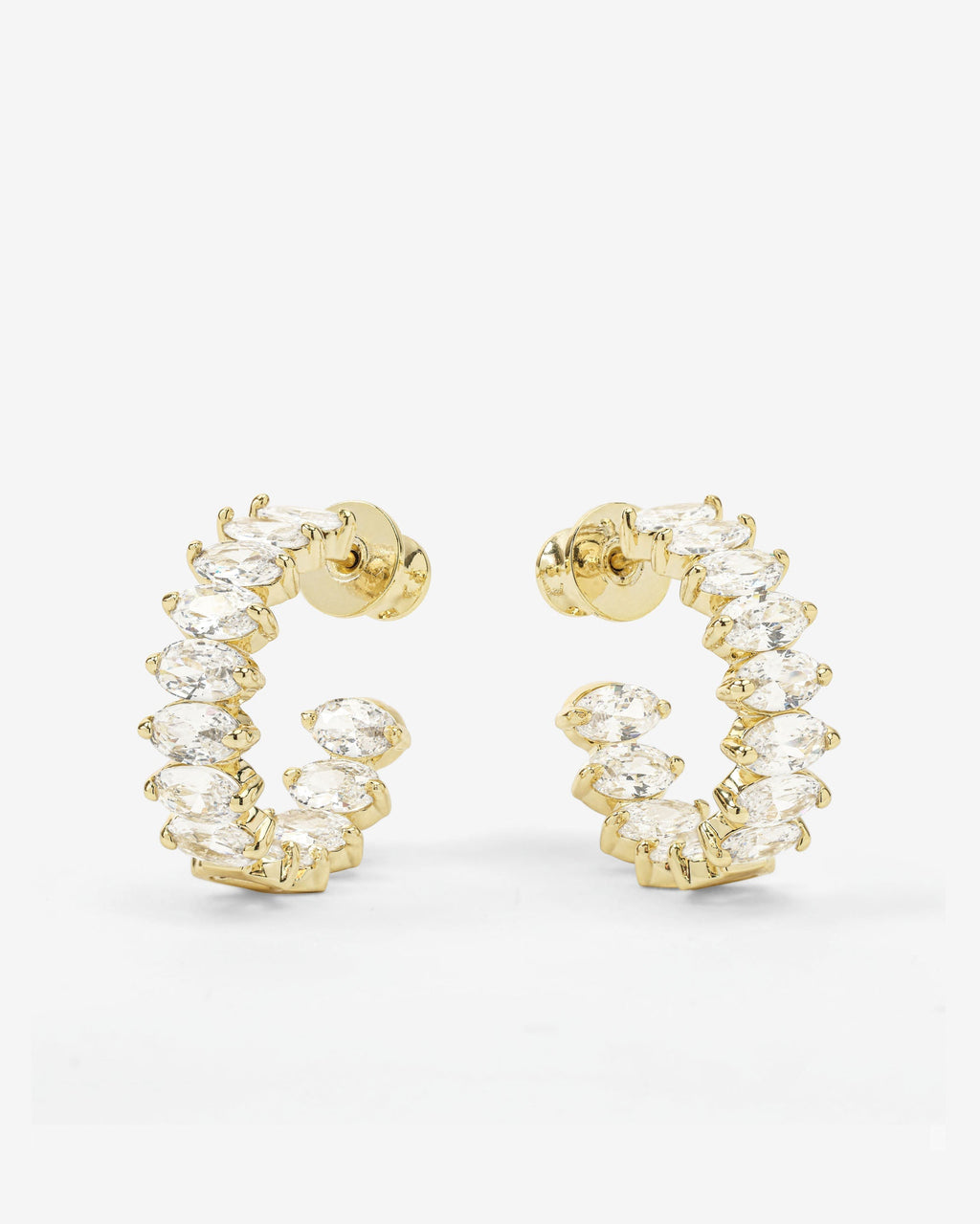 Baby "She's So Fine" Hoops .75" - Gold|White Diamondettes