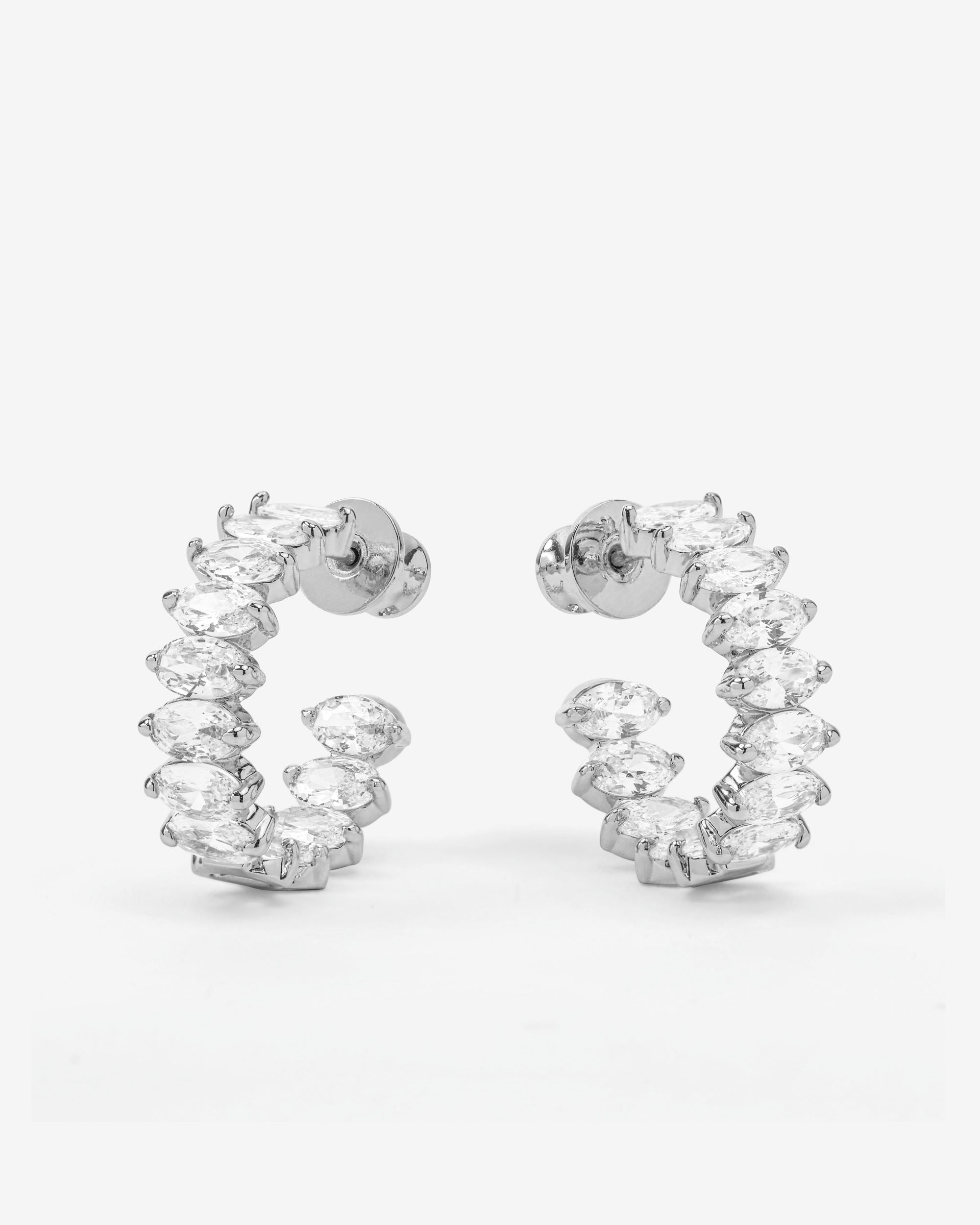 Baby "She's So Fine" Hoops .75" - Silver|White Diamondettes