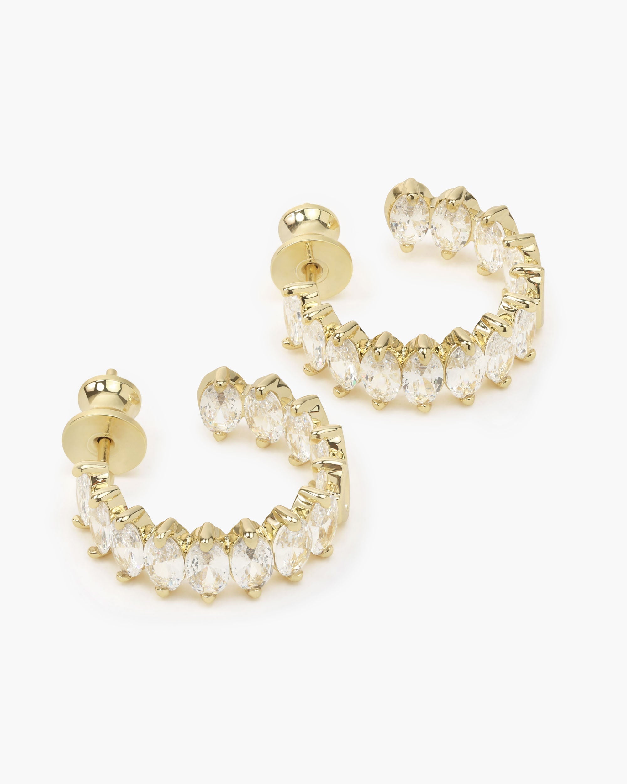 Baby "She's So Fine" Hoops .75" - Gold|White Diamondettes