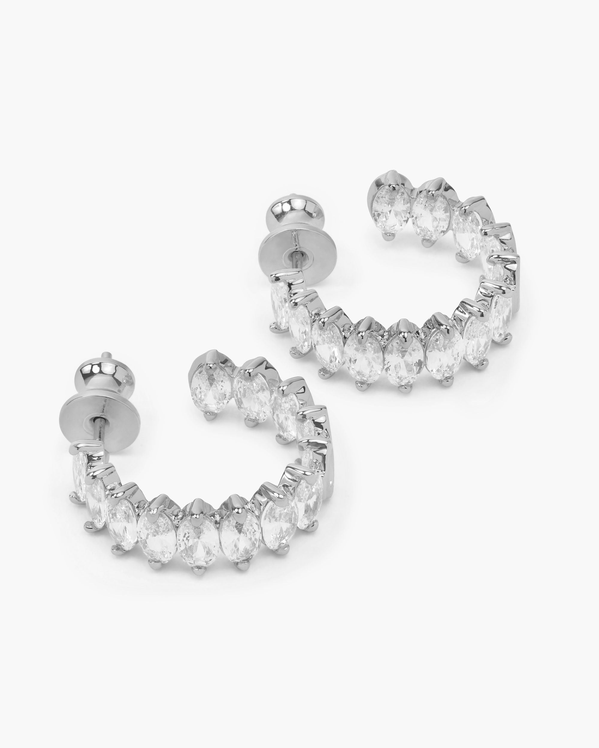 Baby "She's So Fine" Hoops .75" - Silver|White Diamondettes