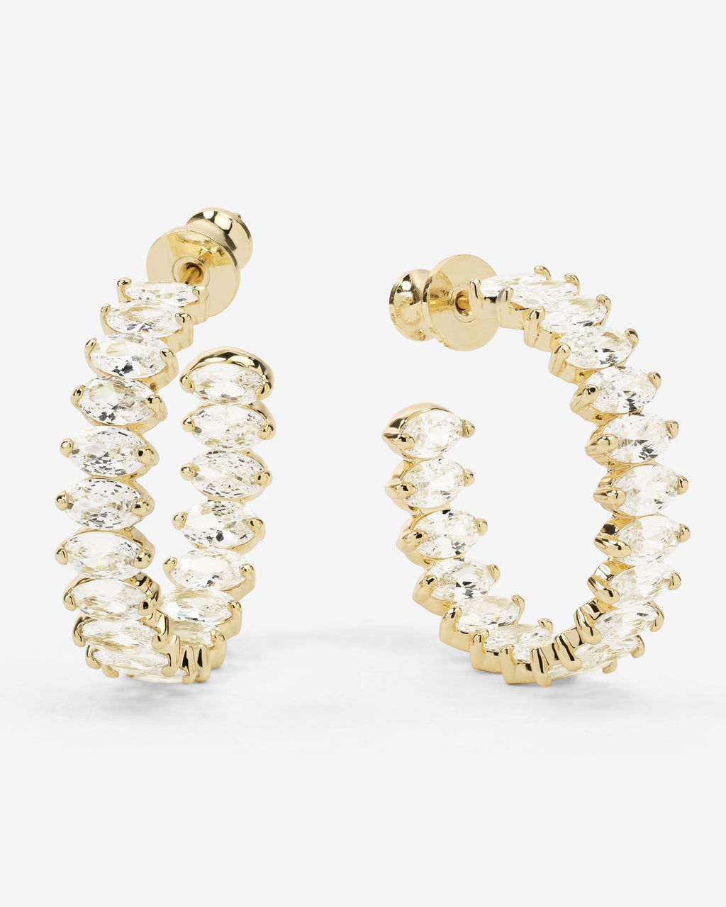 Baby "She's So Fine" Hoops 1" - Gold|White Diamondettes