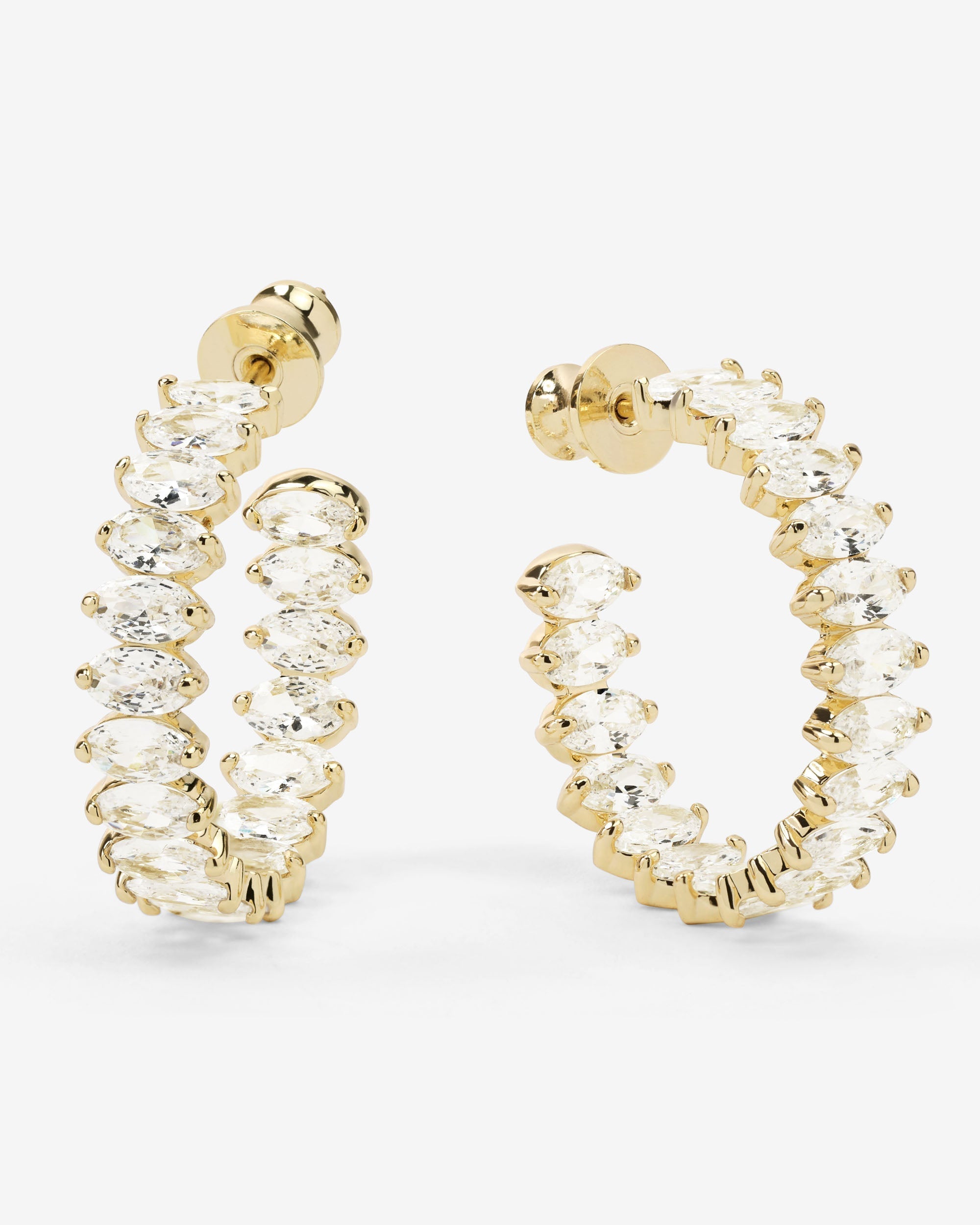 Baby "She's So Fine" Hoops 1" - Gold|White Diamondettes