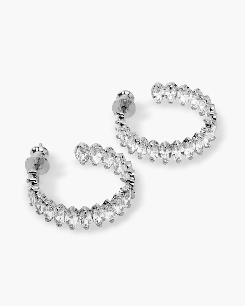 Baby "She's So Fine" Hoops 1" - Silver|white Diamondettes