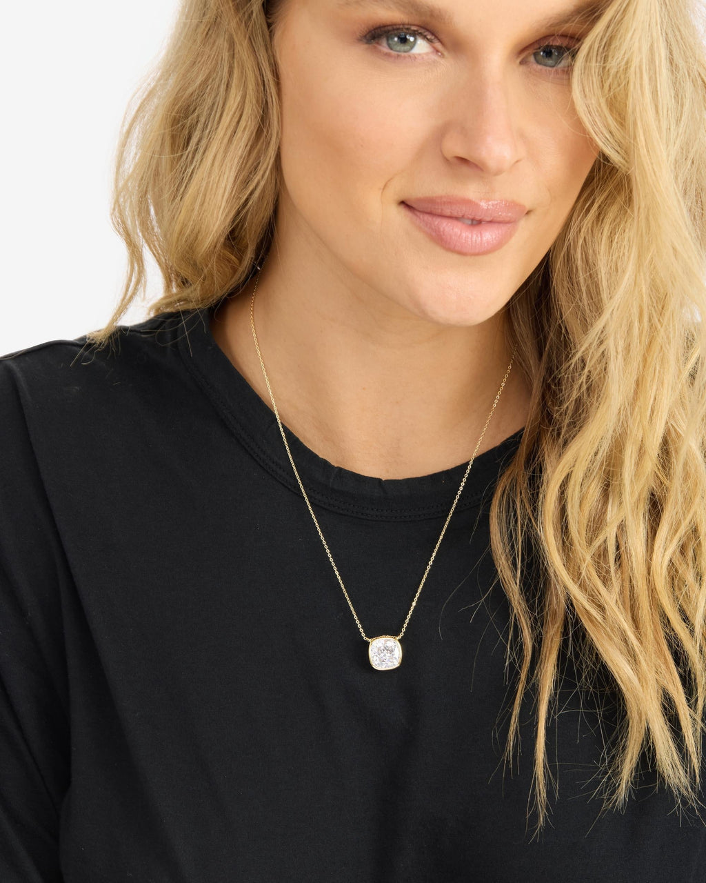 Duchess Pendant Necklace - Gold|White Diamondettes