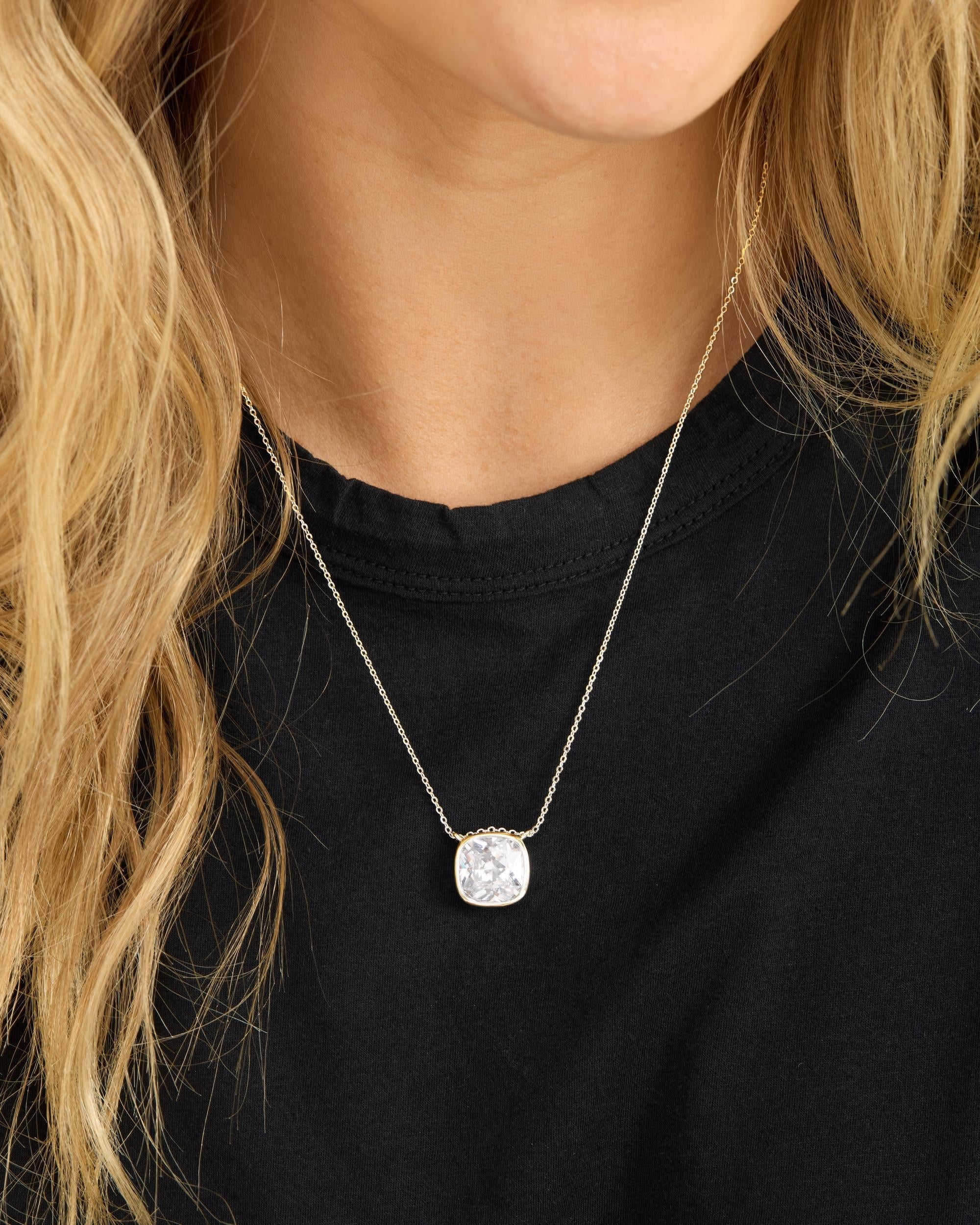 Duchess Pendant Necklace - Silver|White Diamondettes