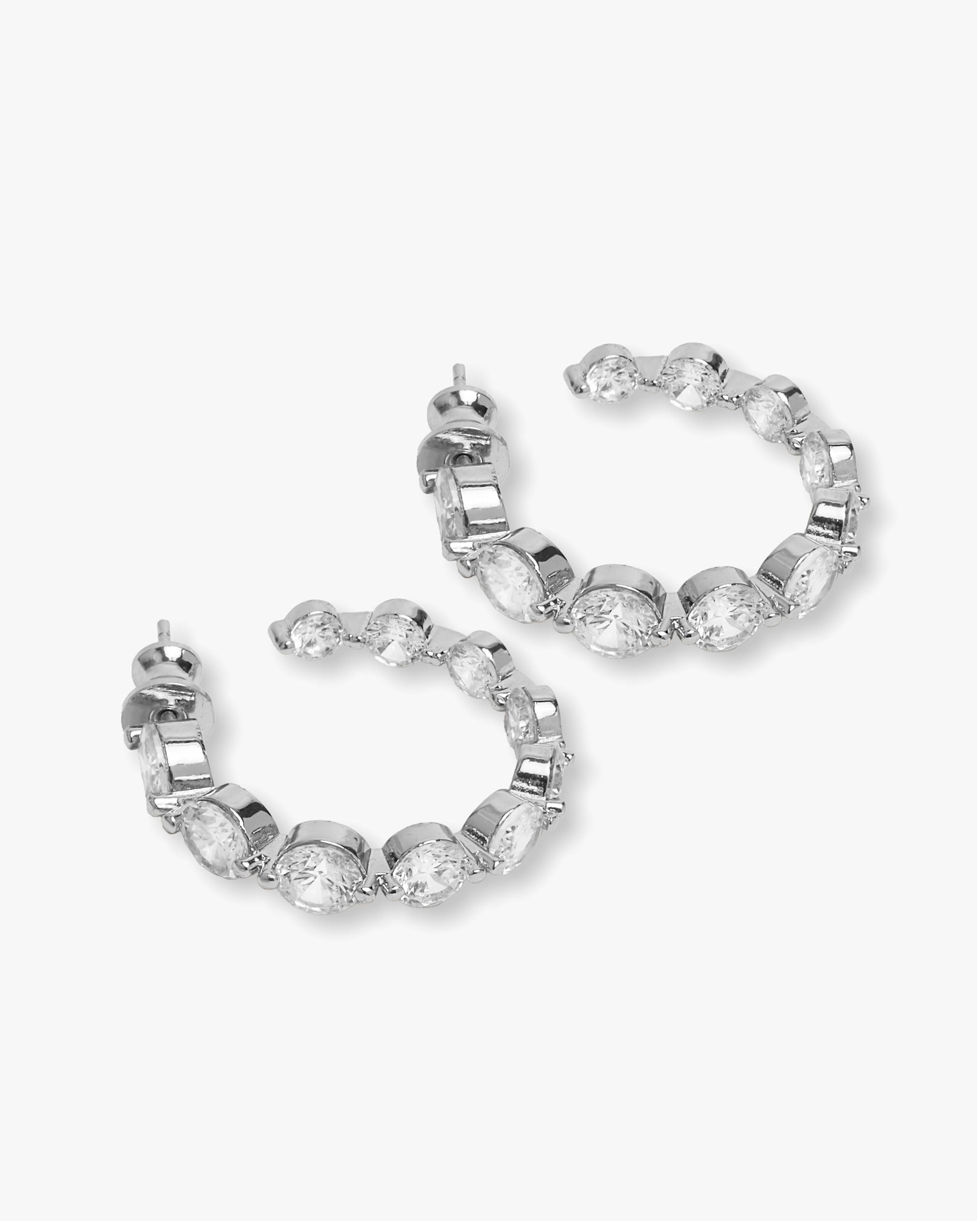 She's an Icon Hoops .75" - Silver|White Diamondettes