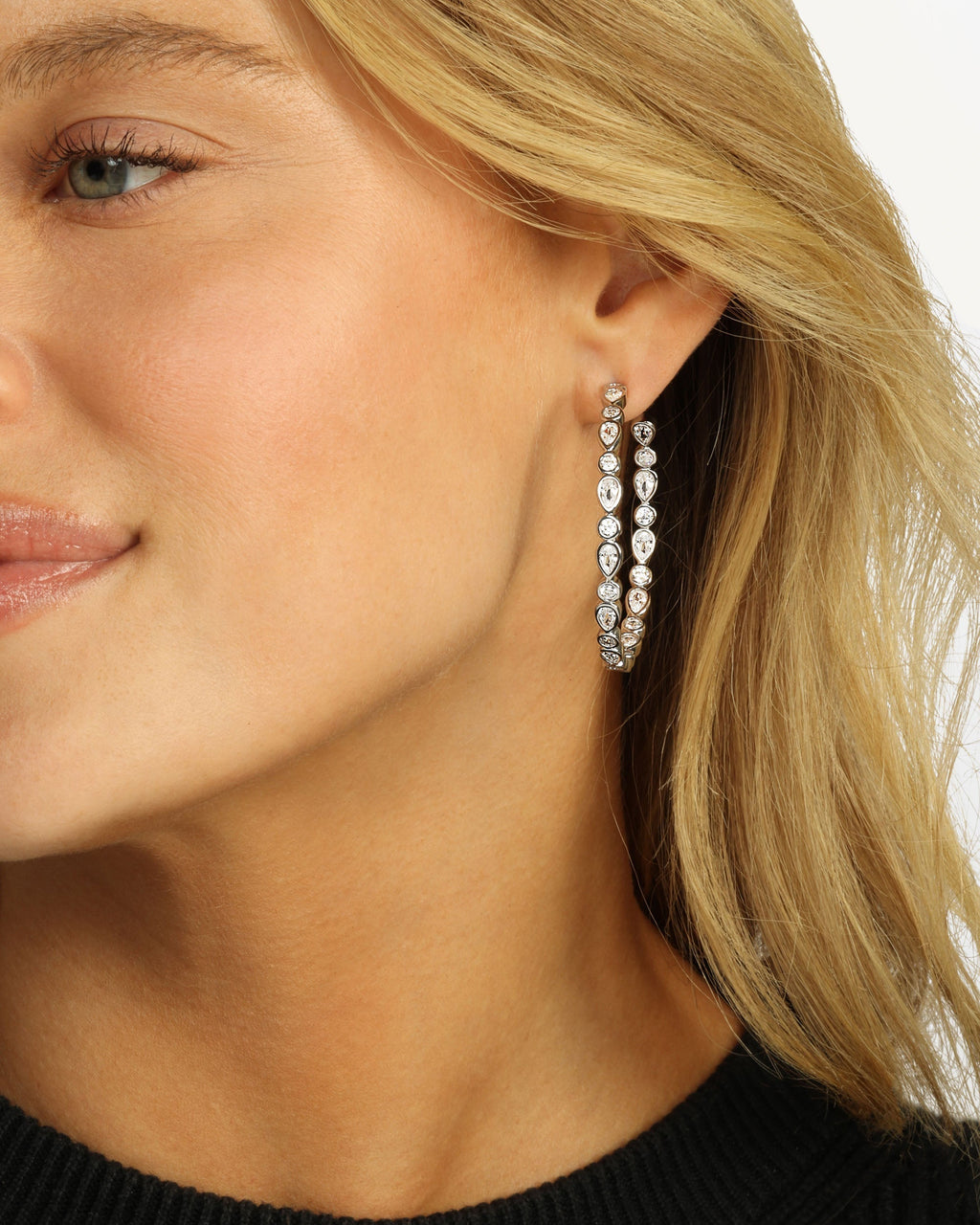 Isla Hoops 2" - Silver|White Diamondettes