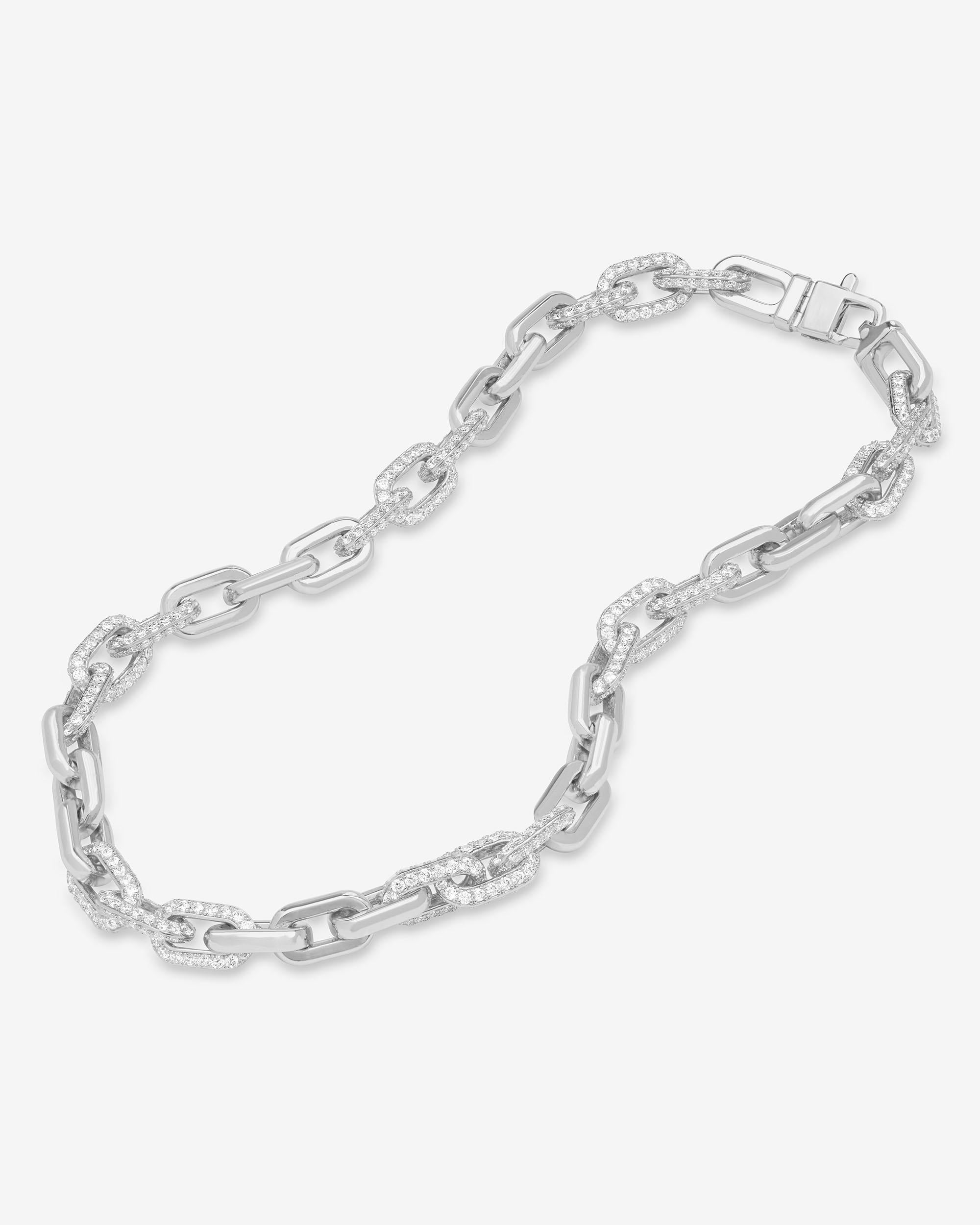 Frankie Pavé Chain Necklace 18" - Silver|White Diamondettes