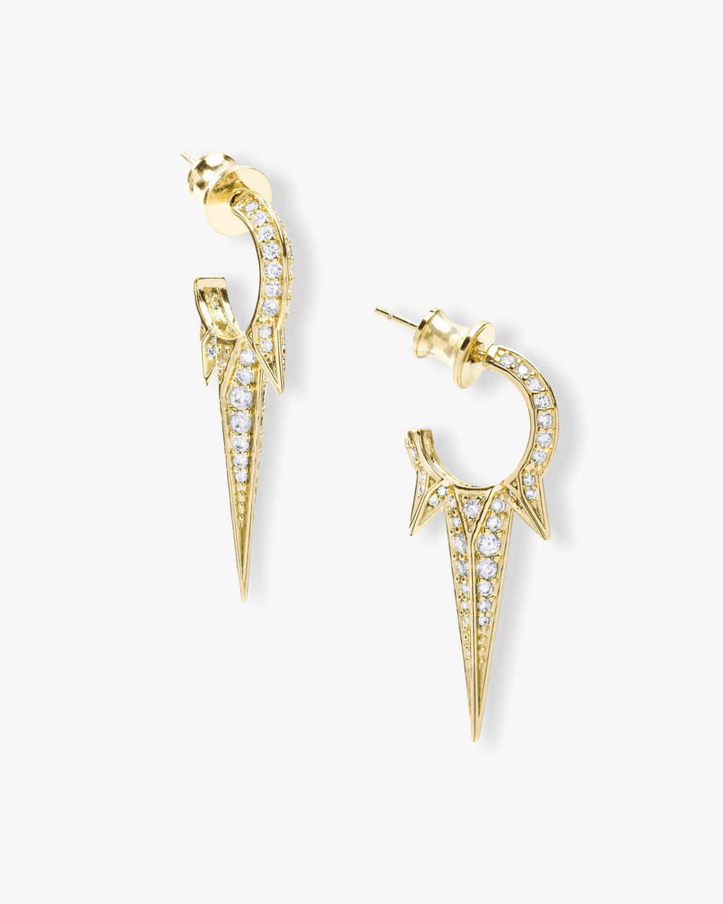Gabriella Pavé Triple Spike Earrings - Gold|White Diamondettes