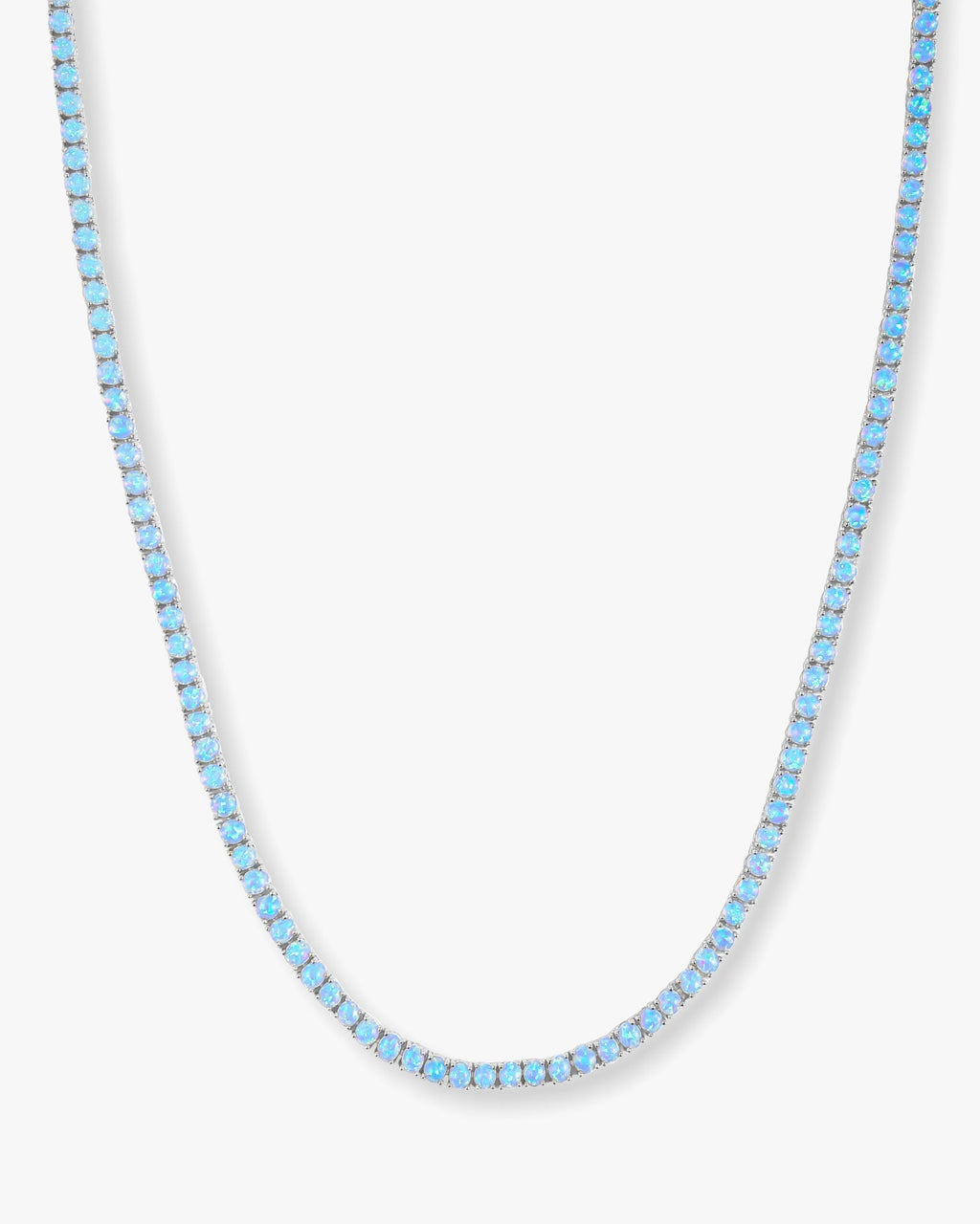 Grand Heiress Tennis Necklace 18" - Silver|Blue Opal