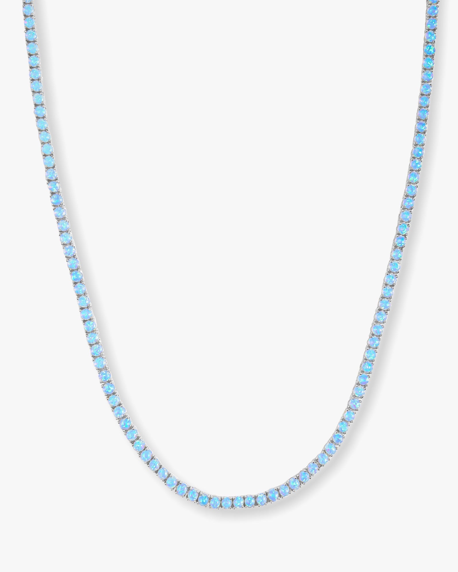 Grand Heiress Tennis Necklace 18" - Silver|Blue Opal