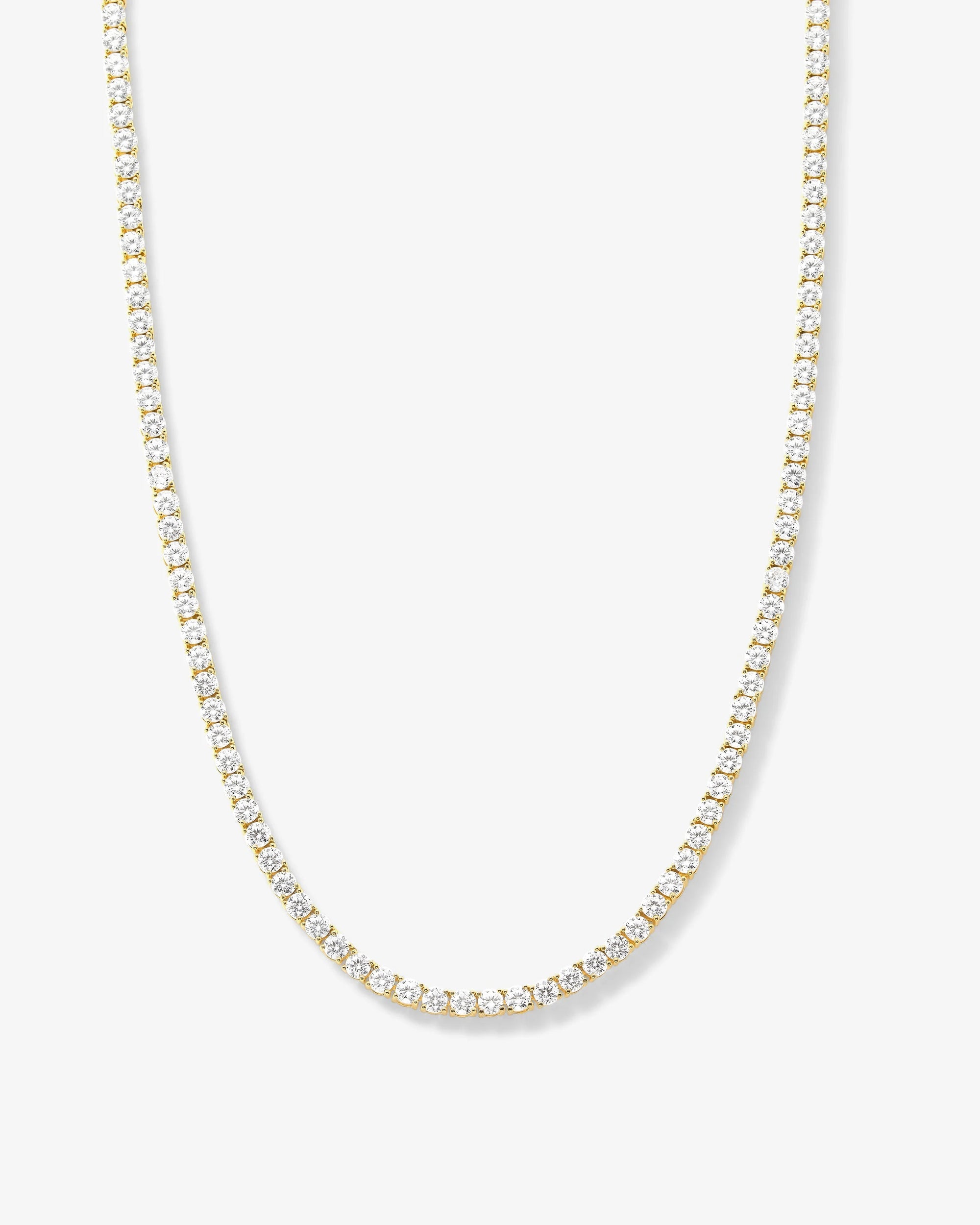 Grand Heiress Tennis Necklace 18" - Gold|White Diamondettes