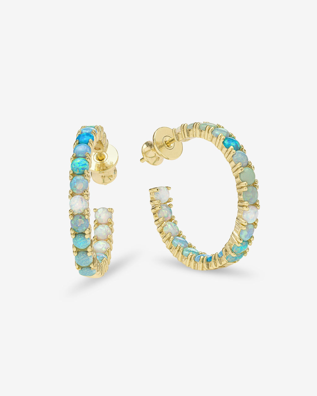 Heiress Ombré Hoops 1" - Gold|Blue Opal Ombré