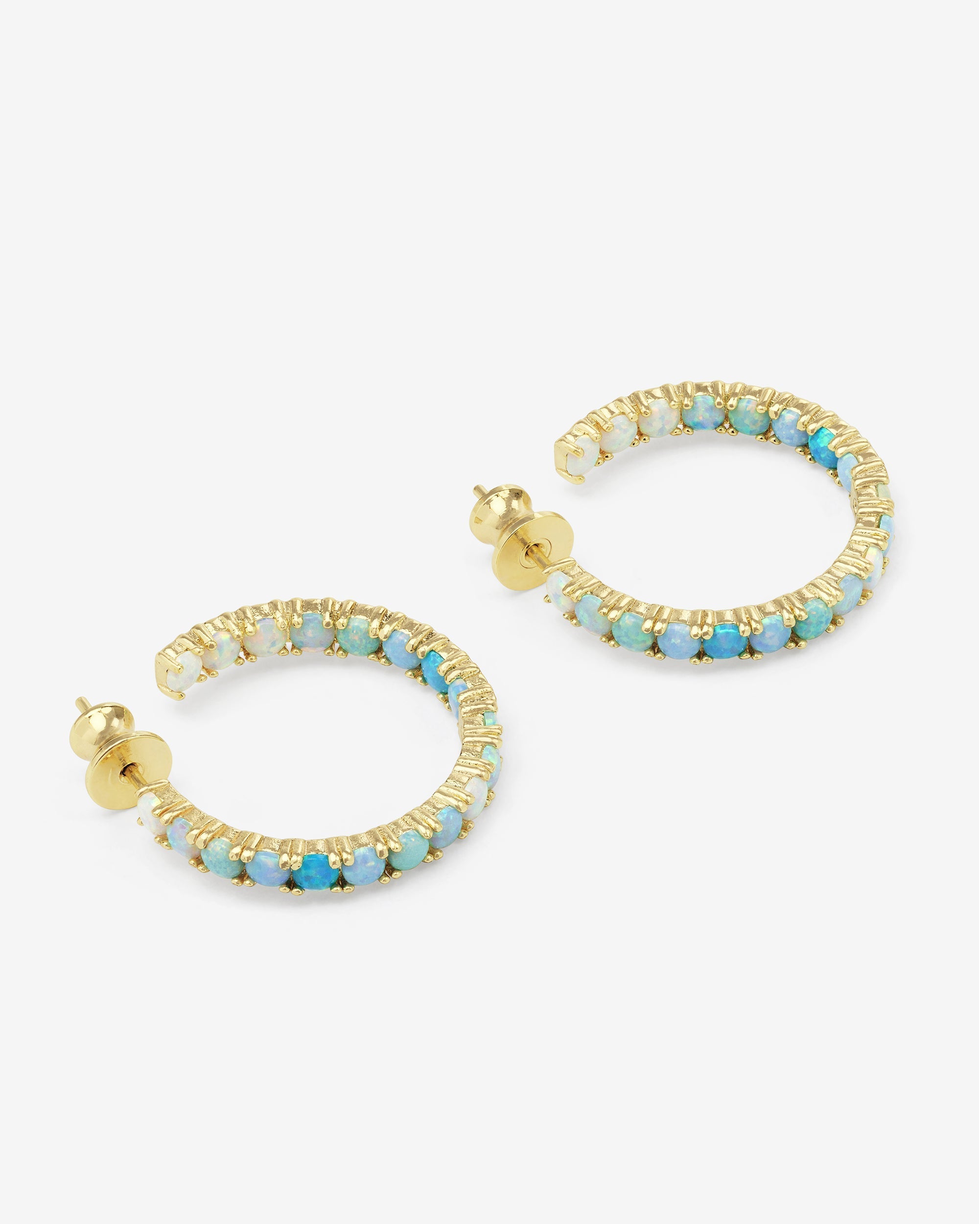 Heiress Ombré Hoops 1" - Gold|Blue Opal Ombré