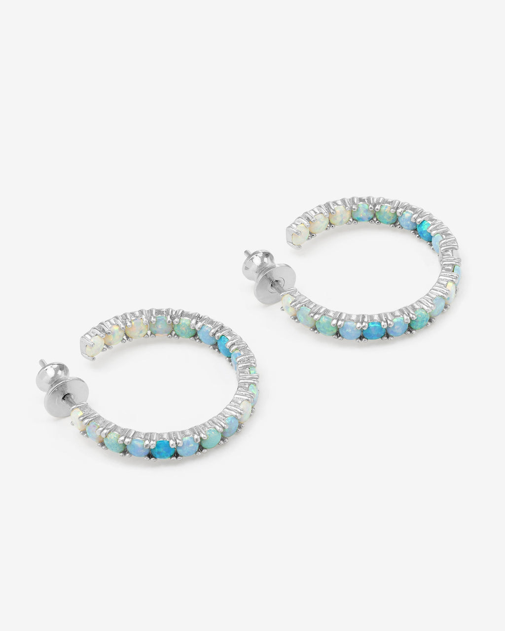 Heiress Ombré Hoops 1" - Silver|Blue Opal Ombré