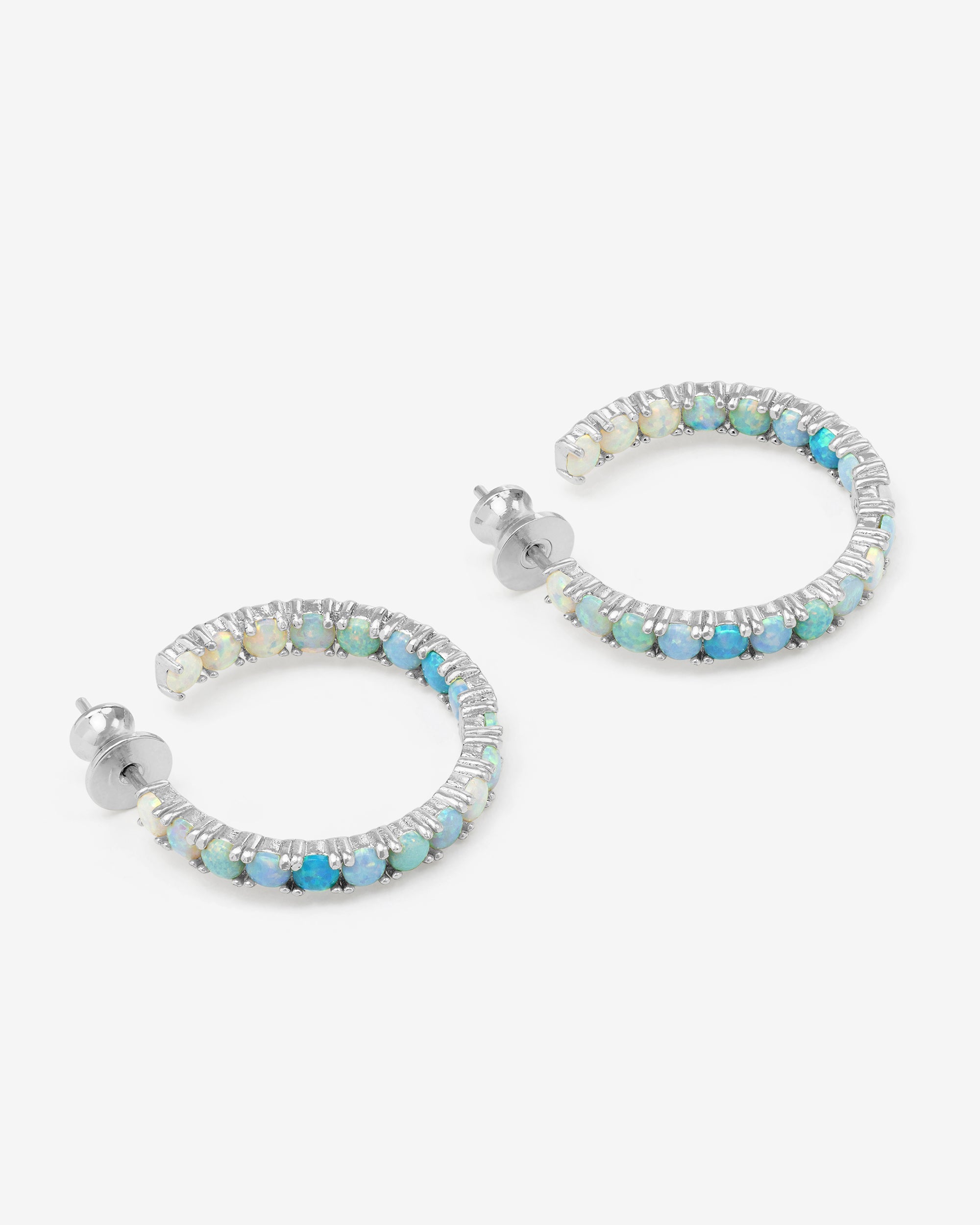 Heiress Ombré Hoops 1" - Silver|Blue Opal Ombré