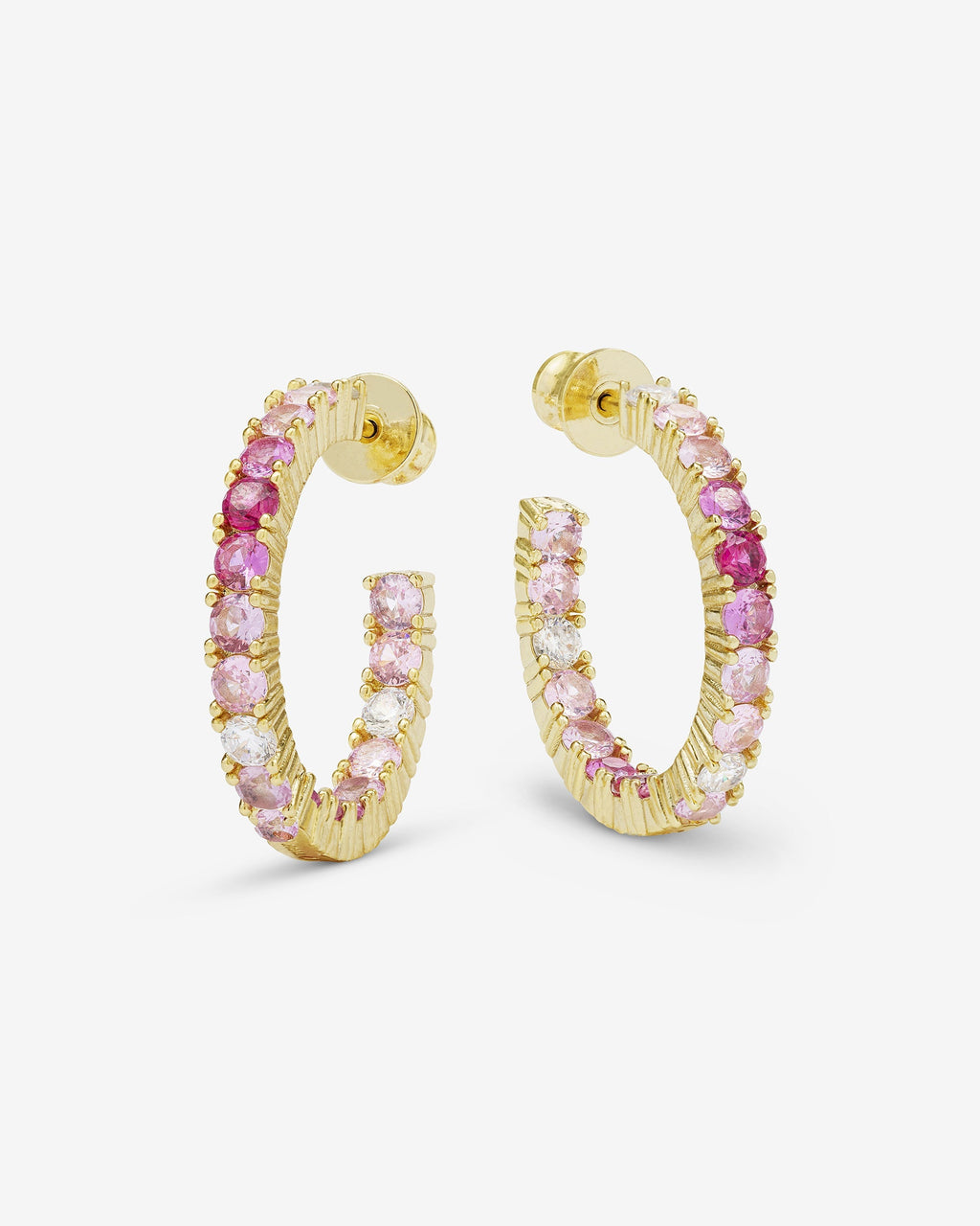 Heiress Ombré Hoops 1" - Gold|Pink Sapphire Ombré