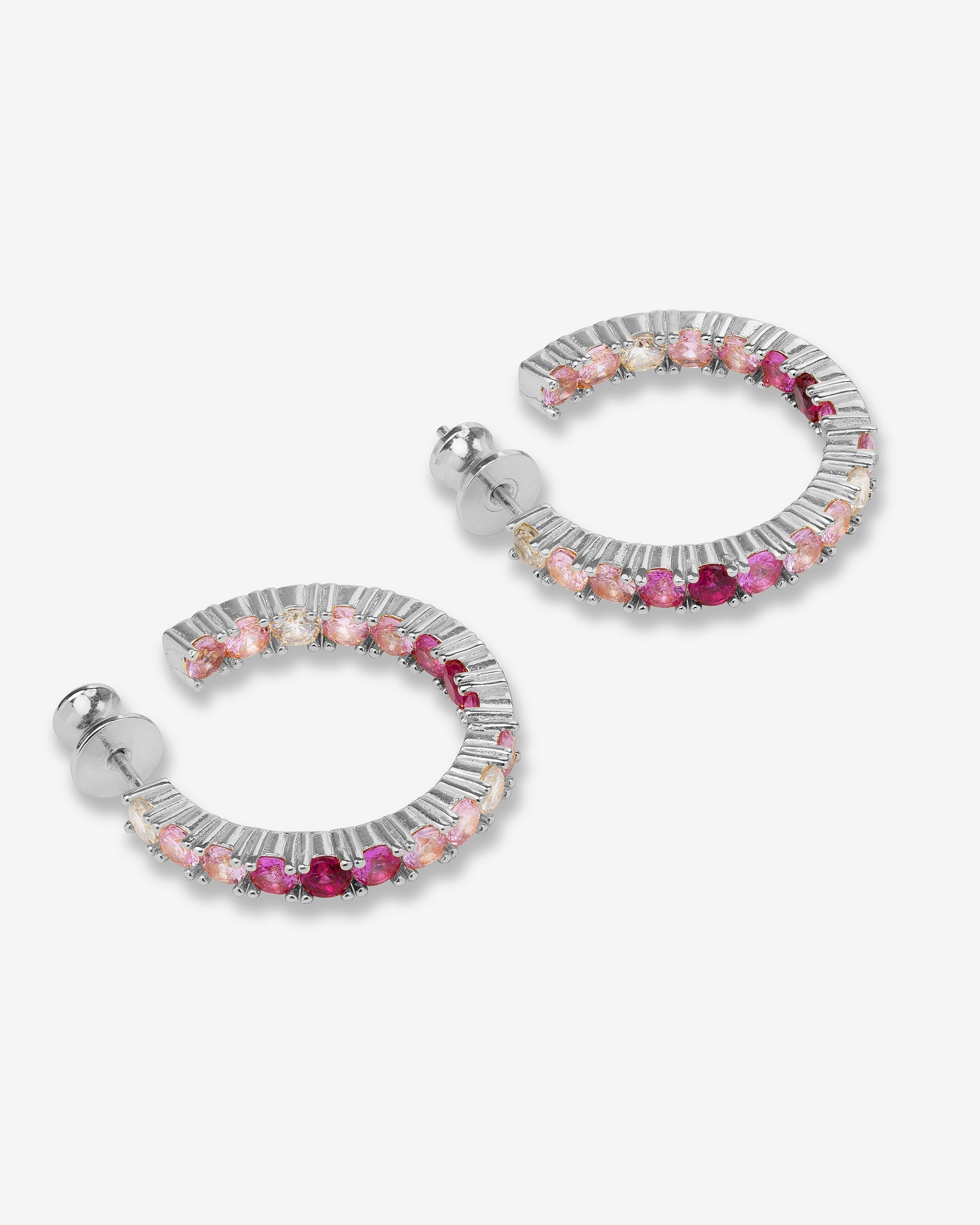 Heiress Ombré Hoops 1" - Silver|Pink Sapphire Ombré