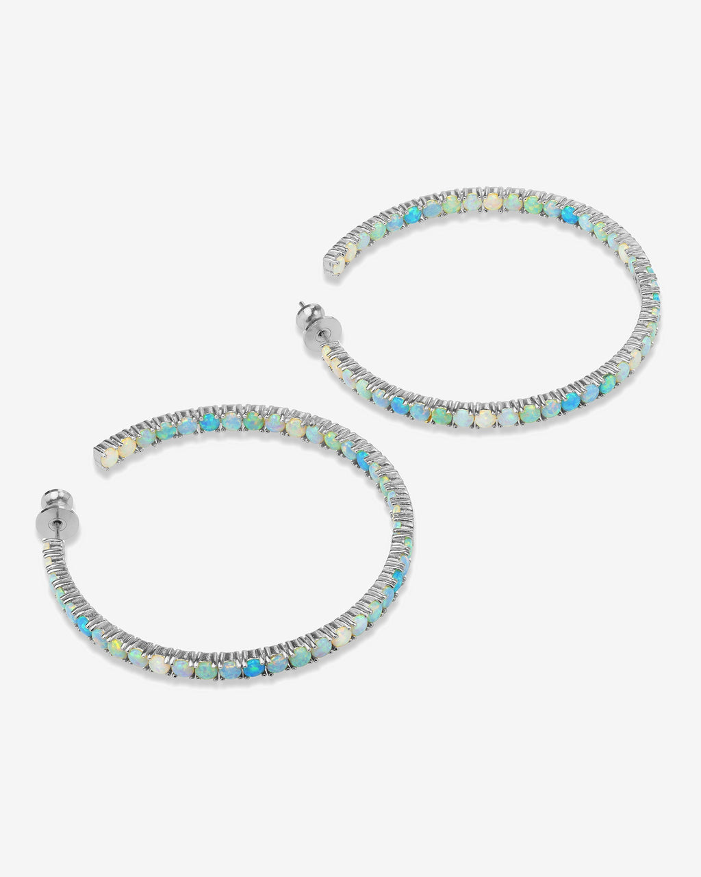 Heiress Ombré Hoops 2" - Silver|Blue Opal Ombré