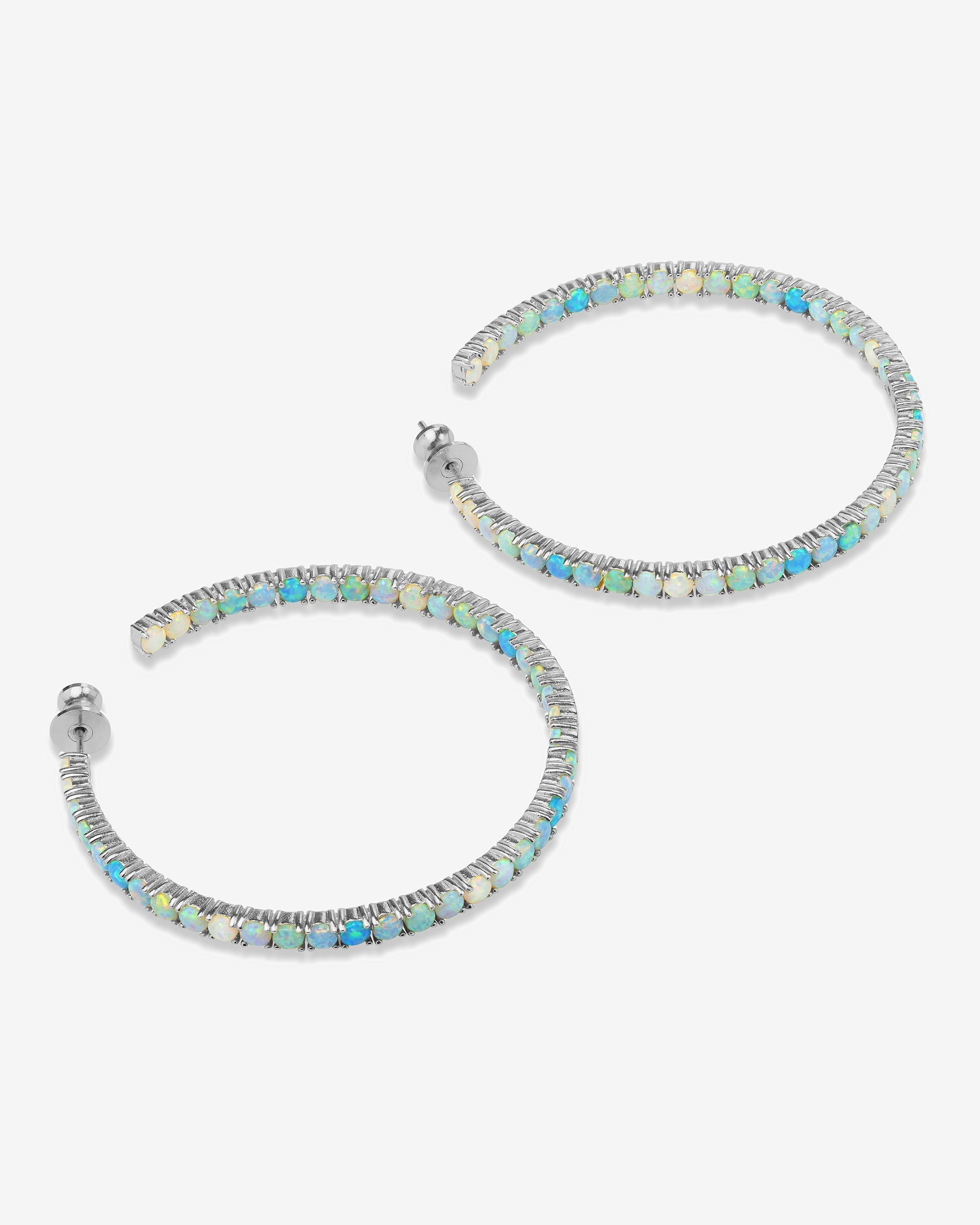 Heiress Ombré Hoops 2" - Silver|Blue Opal Ombré