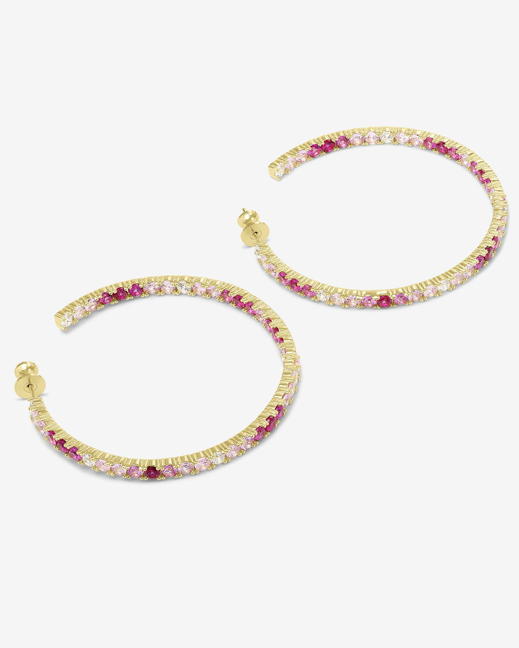Heiress Ombré Hoops 2" - Gold|Pink Sapphire Ombré
