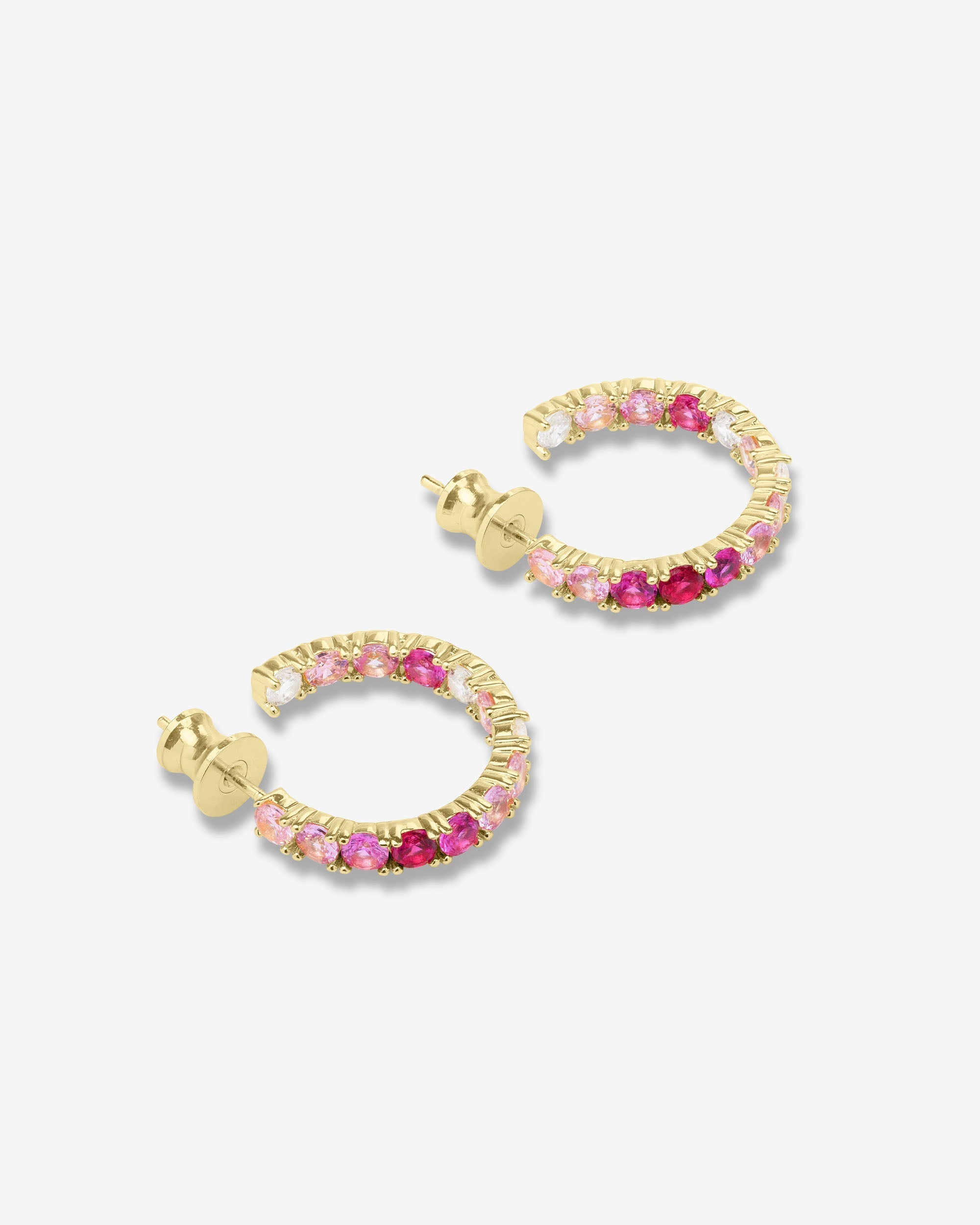 Heiress Ombré Hoops .75" - Gold|Pink Sapphire Ombré