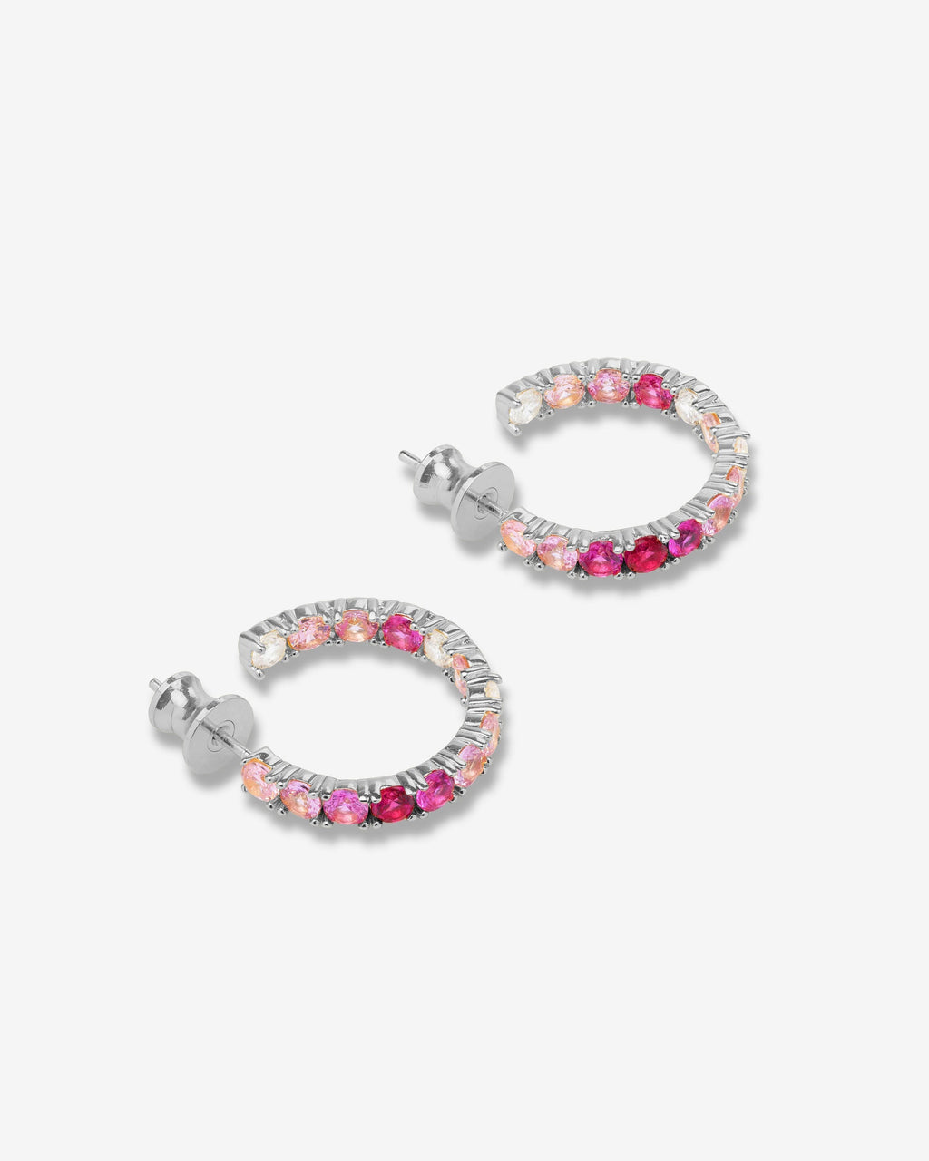 Heiress Ombré Hoops .75" - Silver|Pink Sapphire Ombré