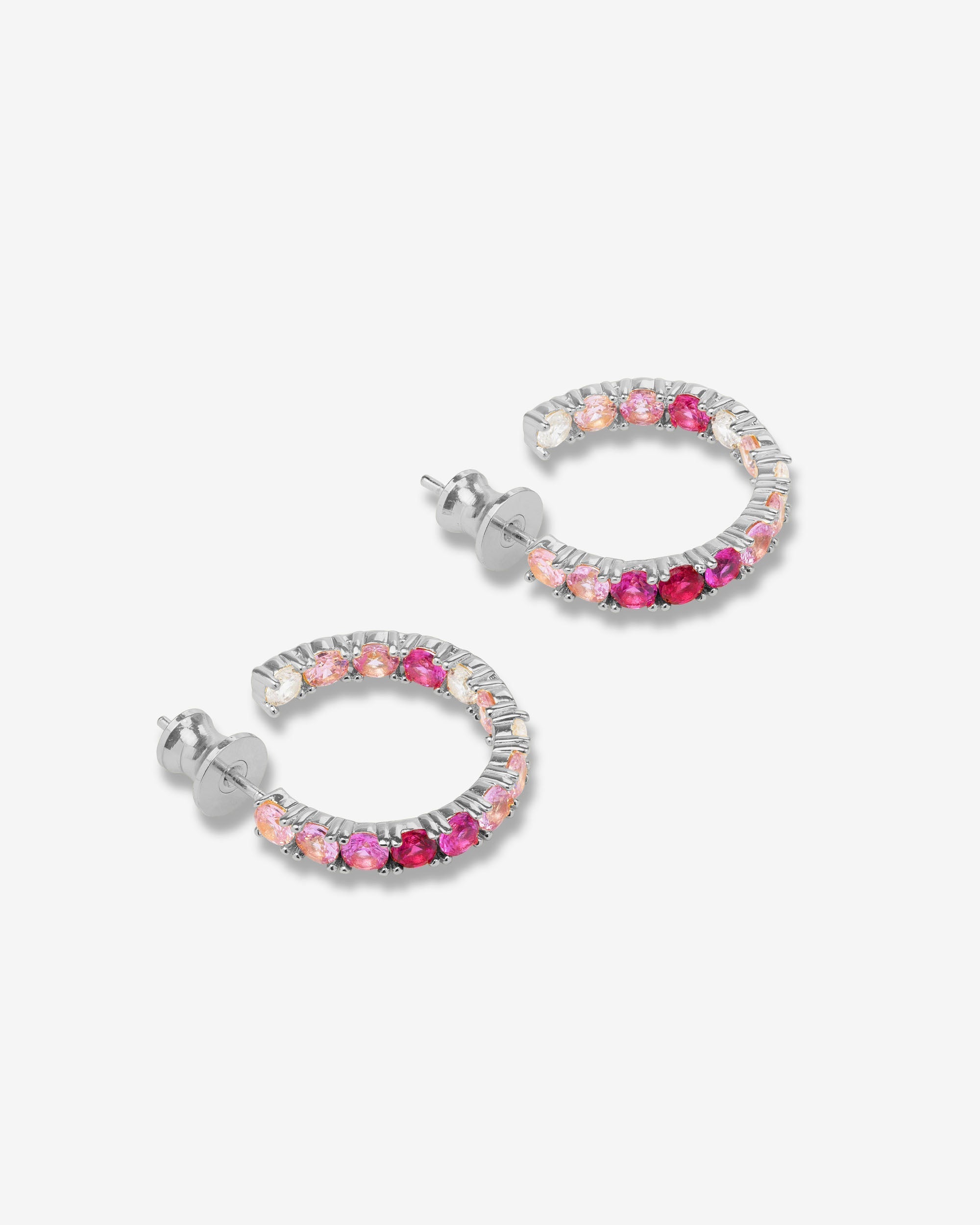 Heiress Ombré Hoops .75" - Silver|Pink Sapphire Ombré