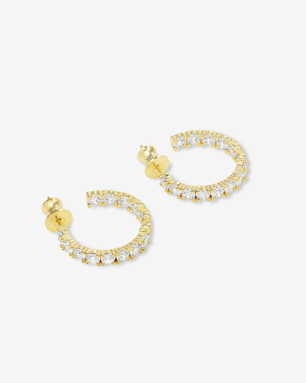 Heiress Hoops .75" - Gold|White Diamondettes