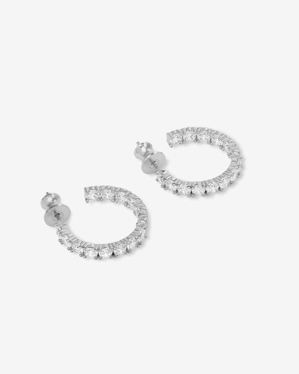 Heiress Hoops .75" - Silver|White Diamondettes