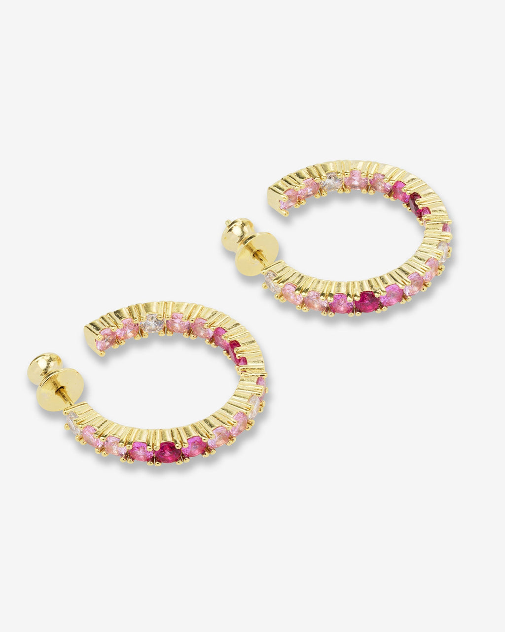 Heiress Ombré Hoops 1" - Gold|Pink Sapphire Ombré