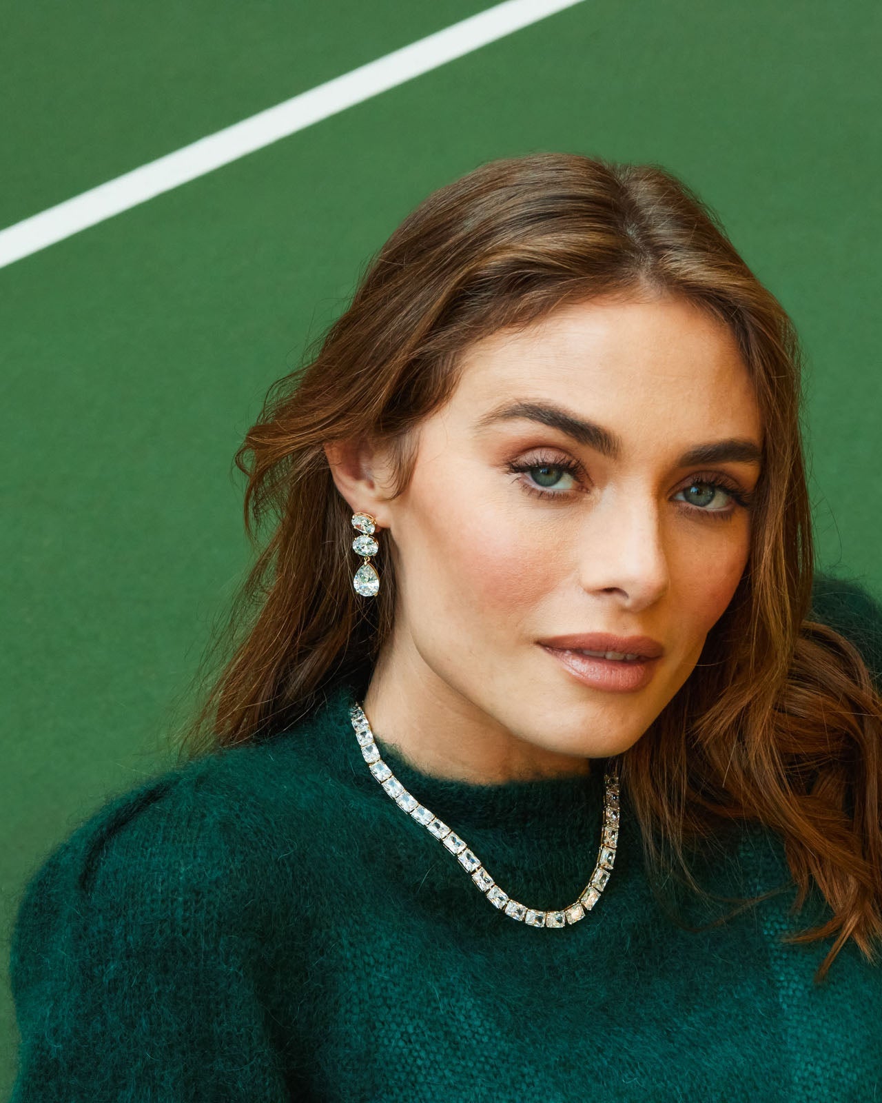 Grand Slam Tennis Necklace 16" - Silver|White Diamondettes