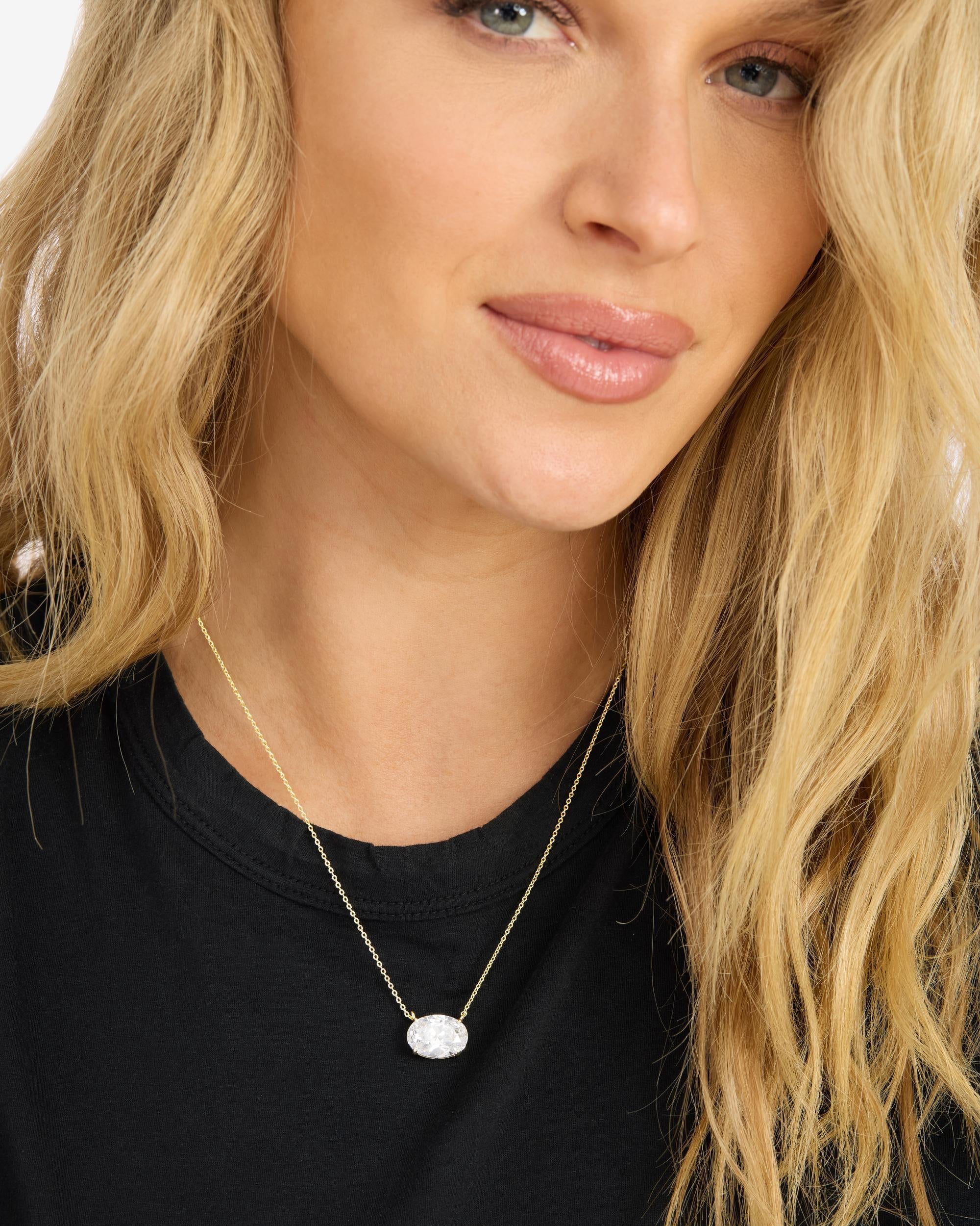 Hello Gorgeous! Necklace - Gold|White Diamondettes