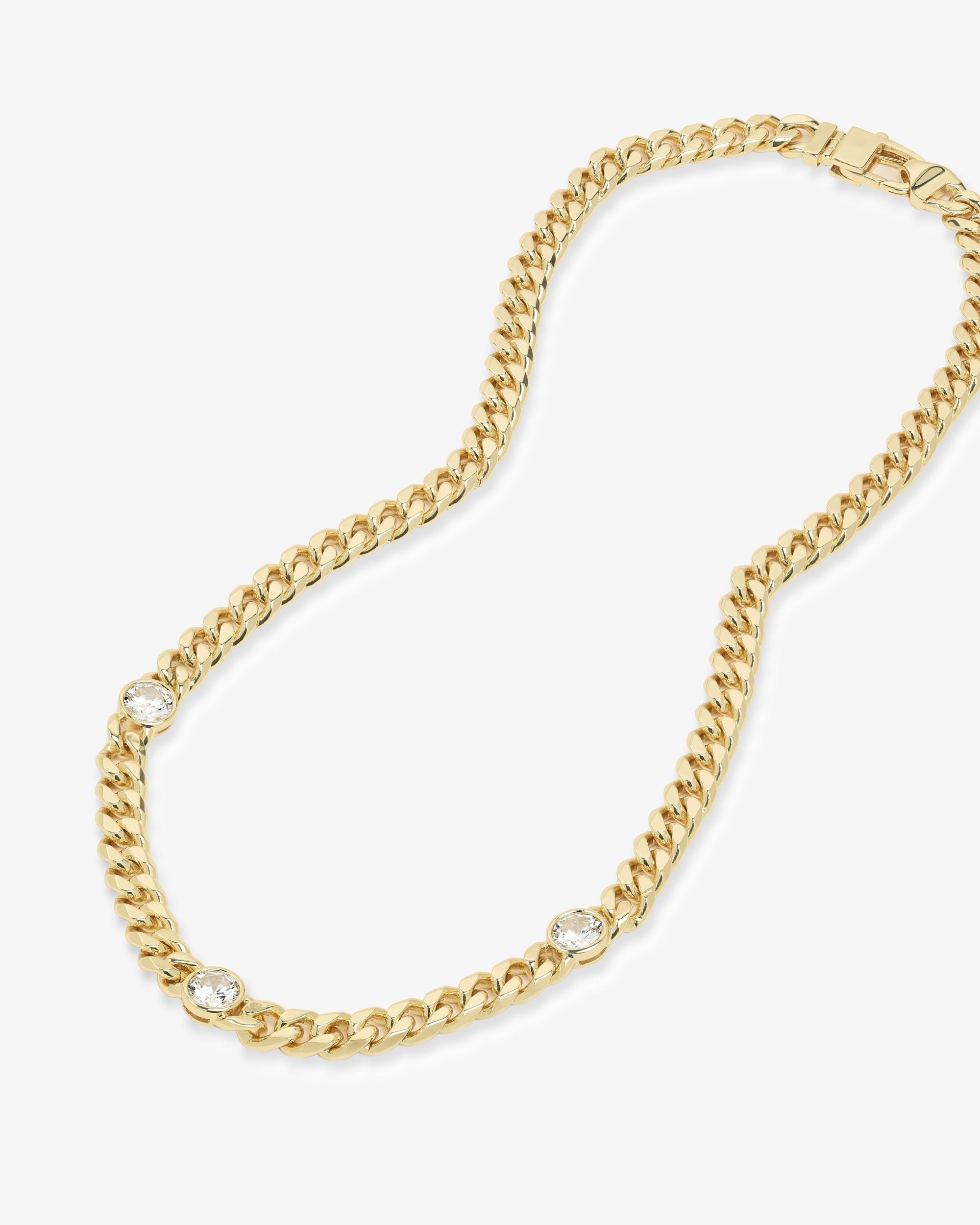 Julian Triple Diamond Necklace 18" - Gold|White Diamondettes