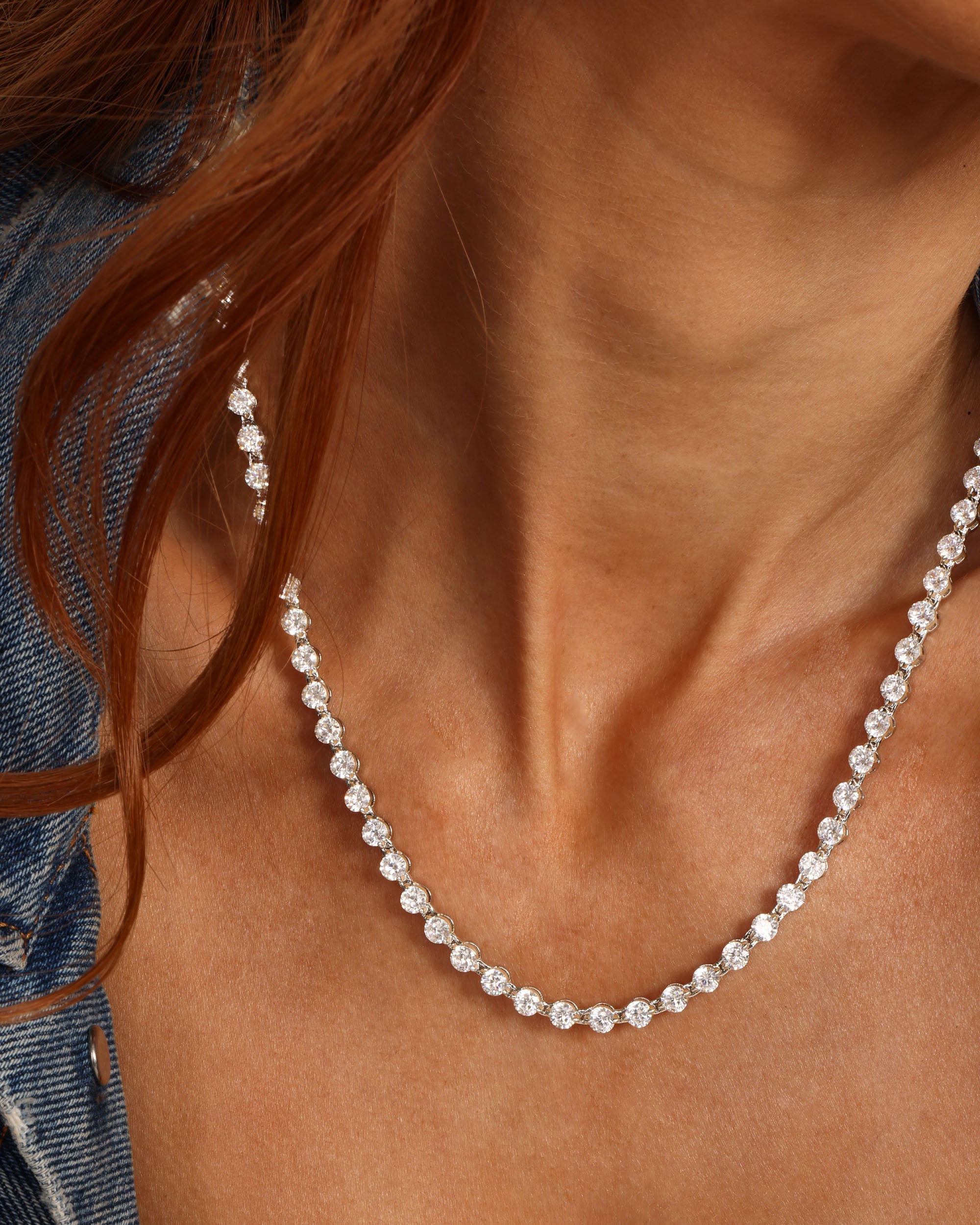 She's an Icon Tennis Necklace 18" - Silver|White Diamondettes