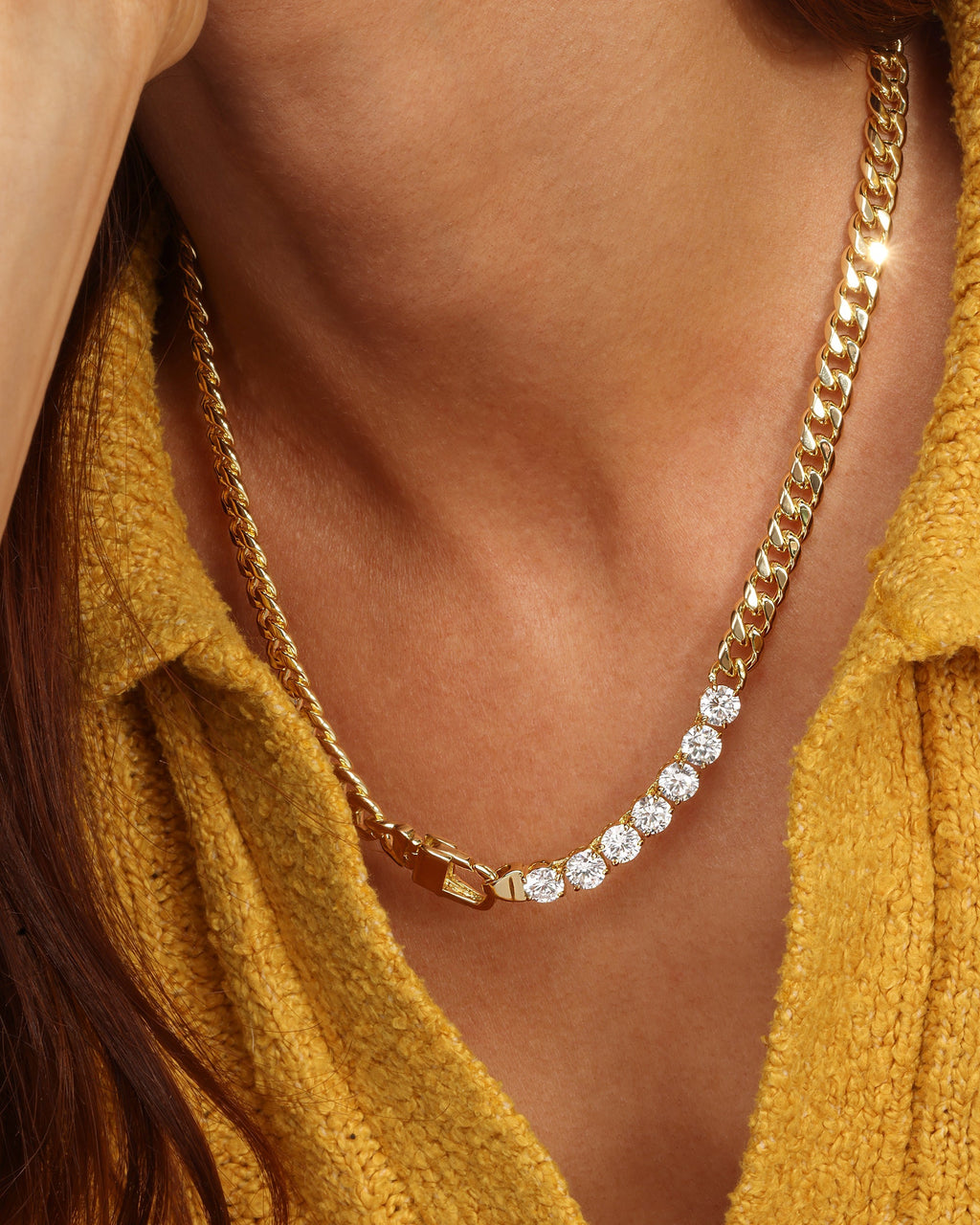 Julian Loves Diamonds Necklace 18" - Gold|White Diamondettes
