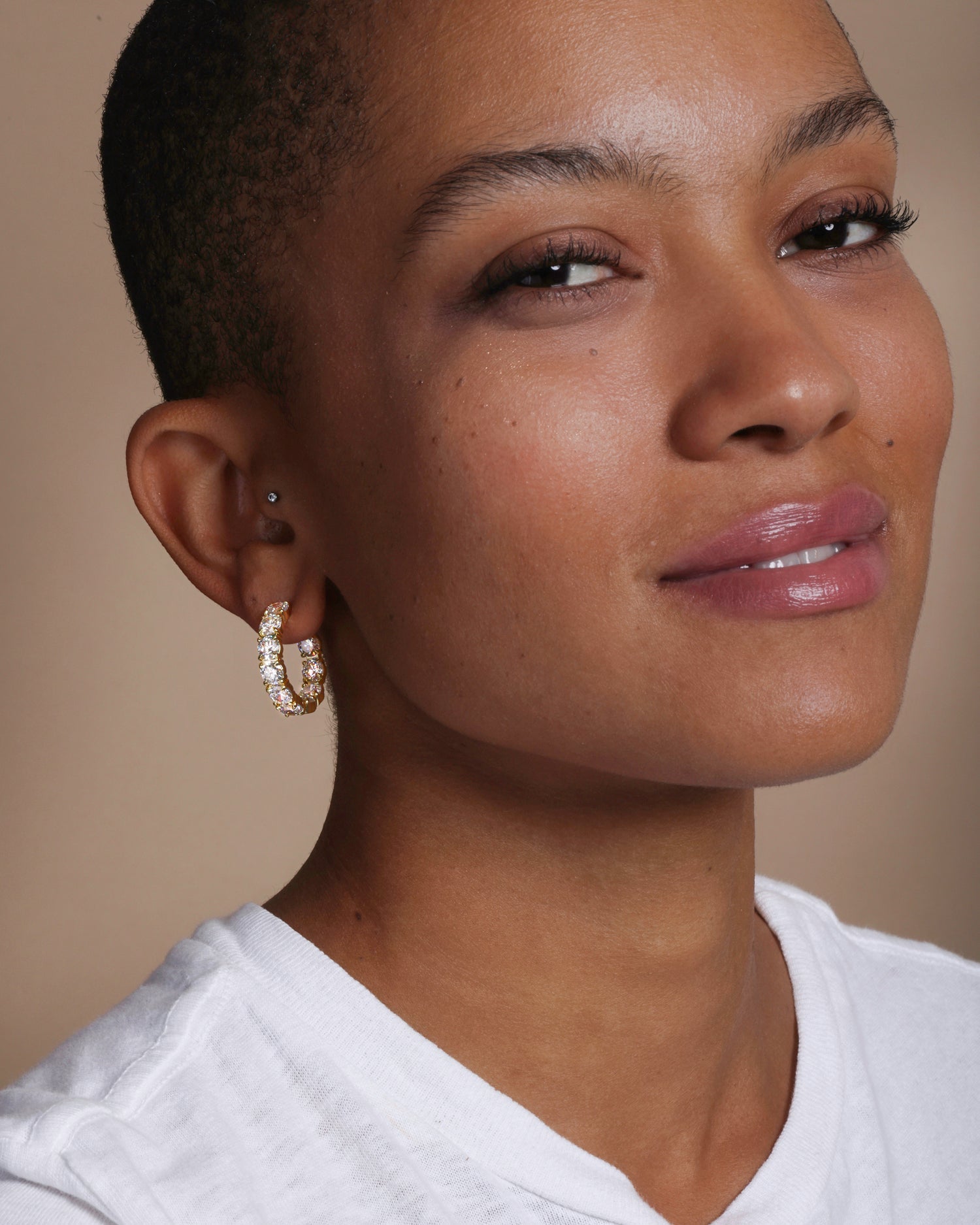 "Oh She Fancy" Hoops 1" - Silver|White Diamondettes