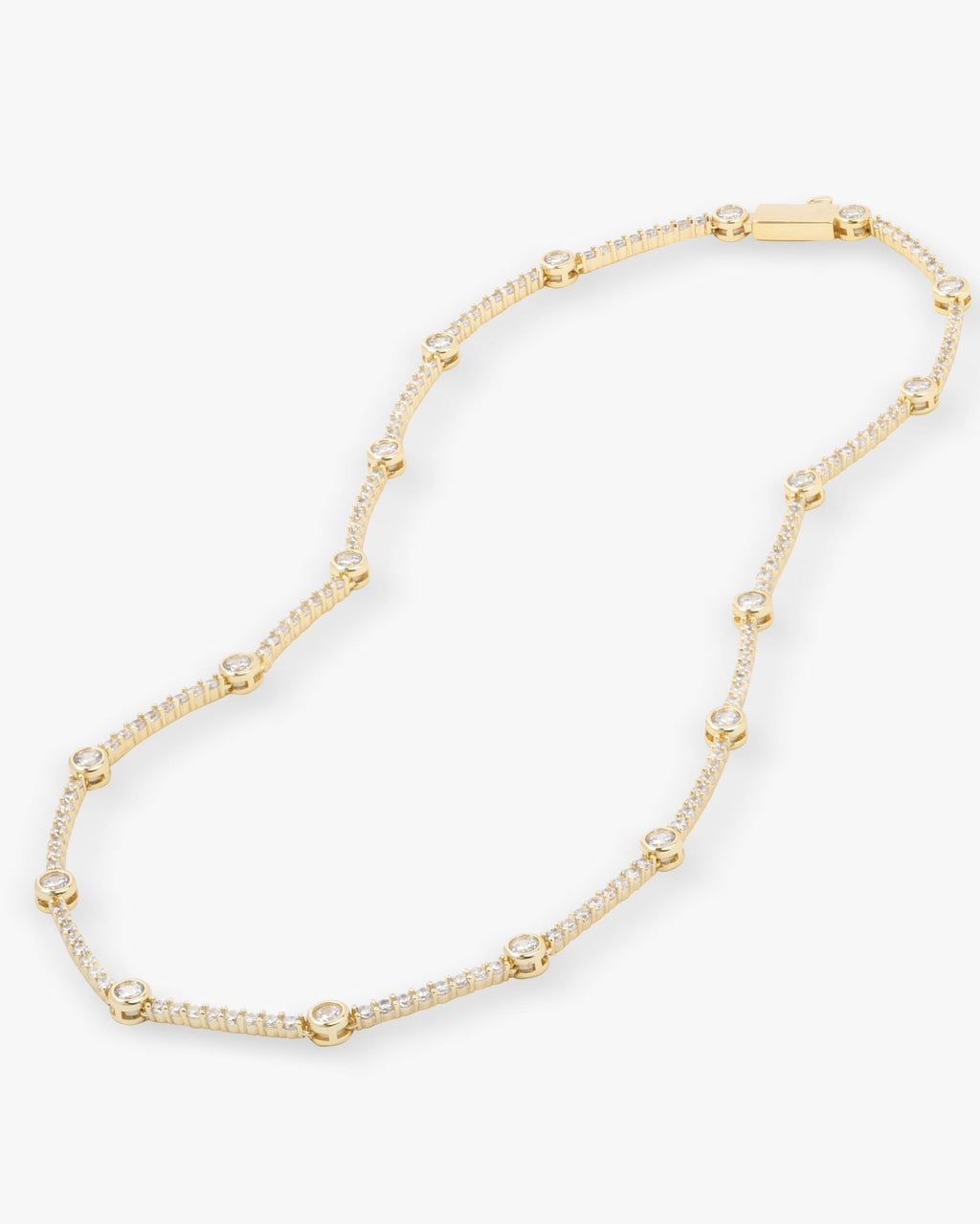 She's an Icon Station Necklace 18" - Gold|White Diamondettes