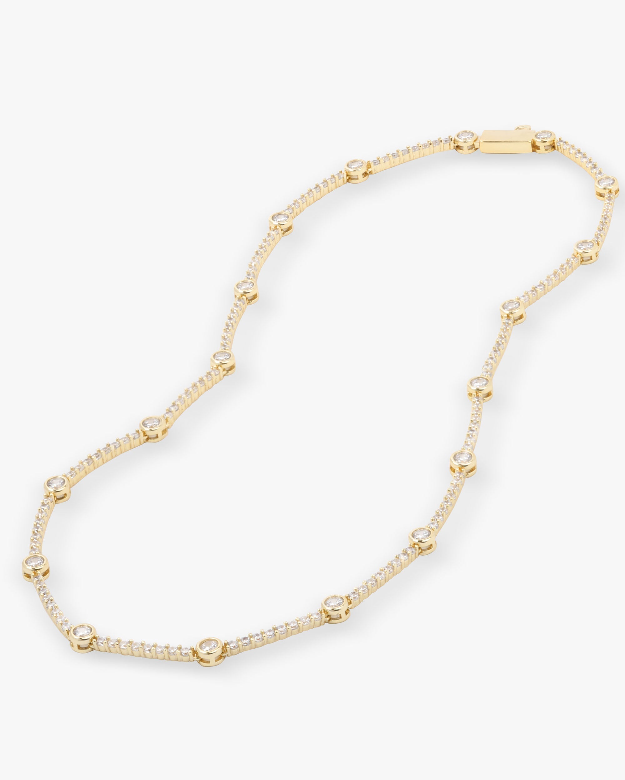 She's an Icon Station Necklace 18" - Gold|White Diamondettes