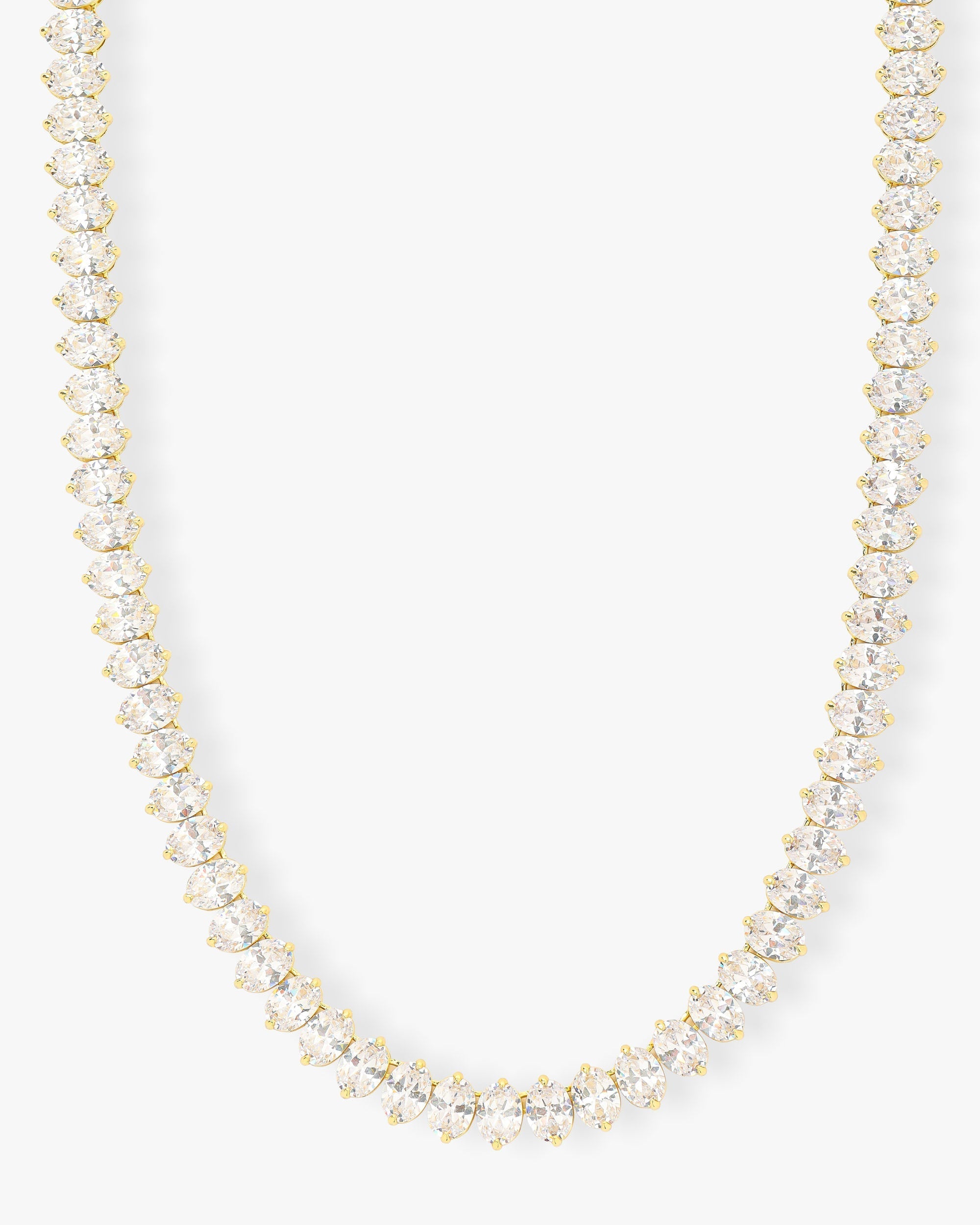 Hello Gorgeous Tennis Necklace 16" - Gold|White Diamondettes