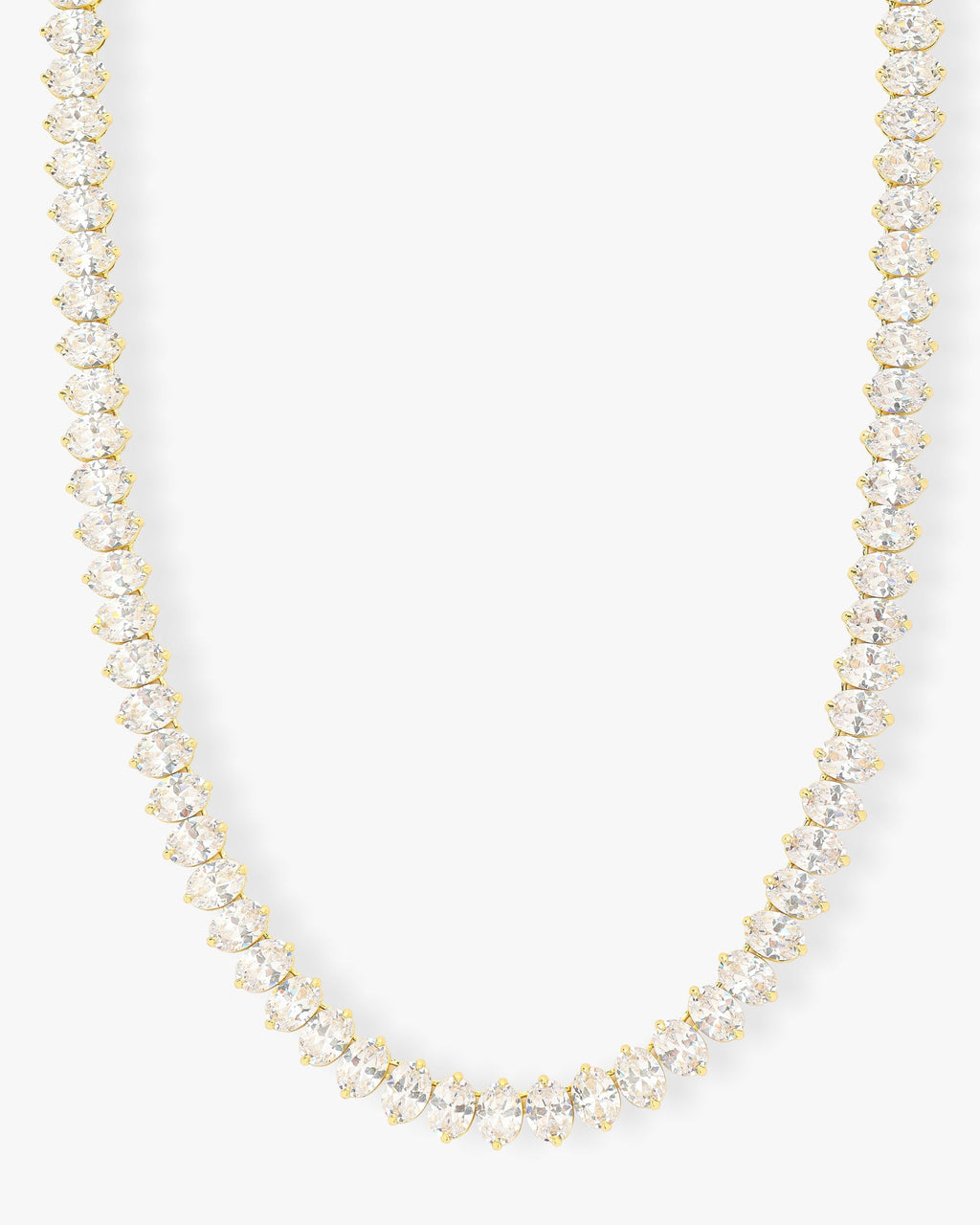 Hello Gorgeous Tennis Necklace 18" - Gold|White Diamondettes