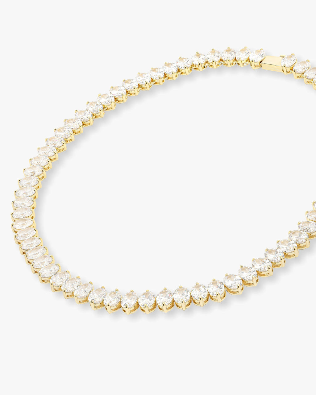 Hello Gorgeous Tennis Necklace 18" - Gold|White Diamondettes