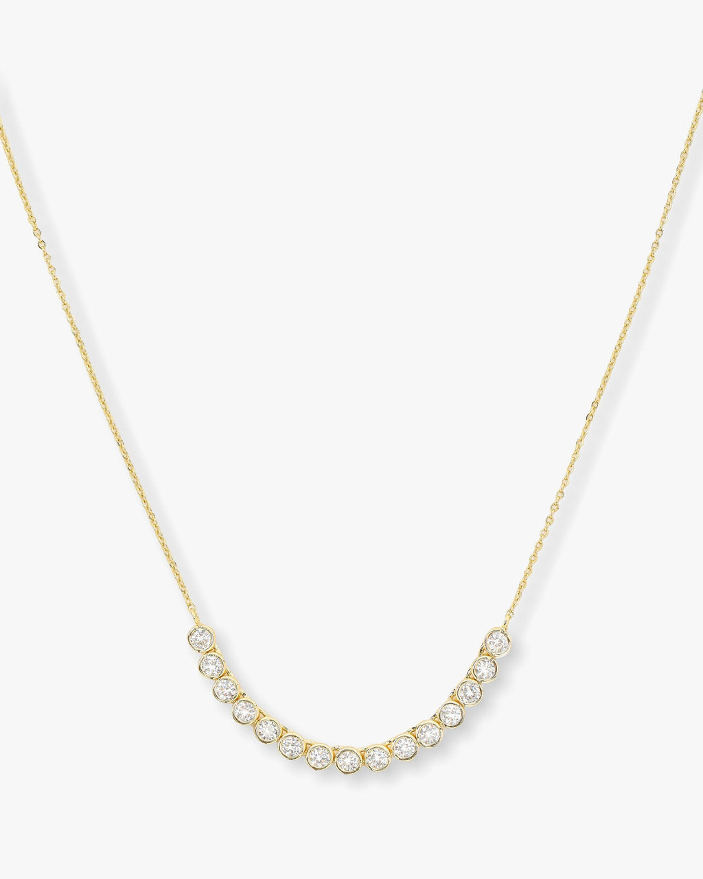 Baroness Tennis Chain Necklace - Gold|White Diamondettes