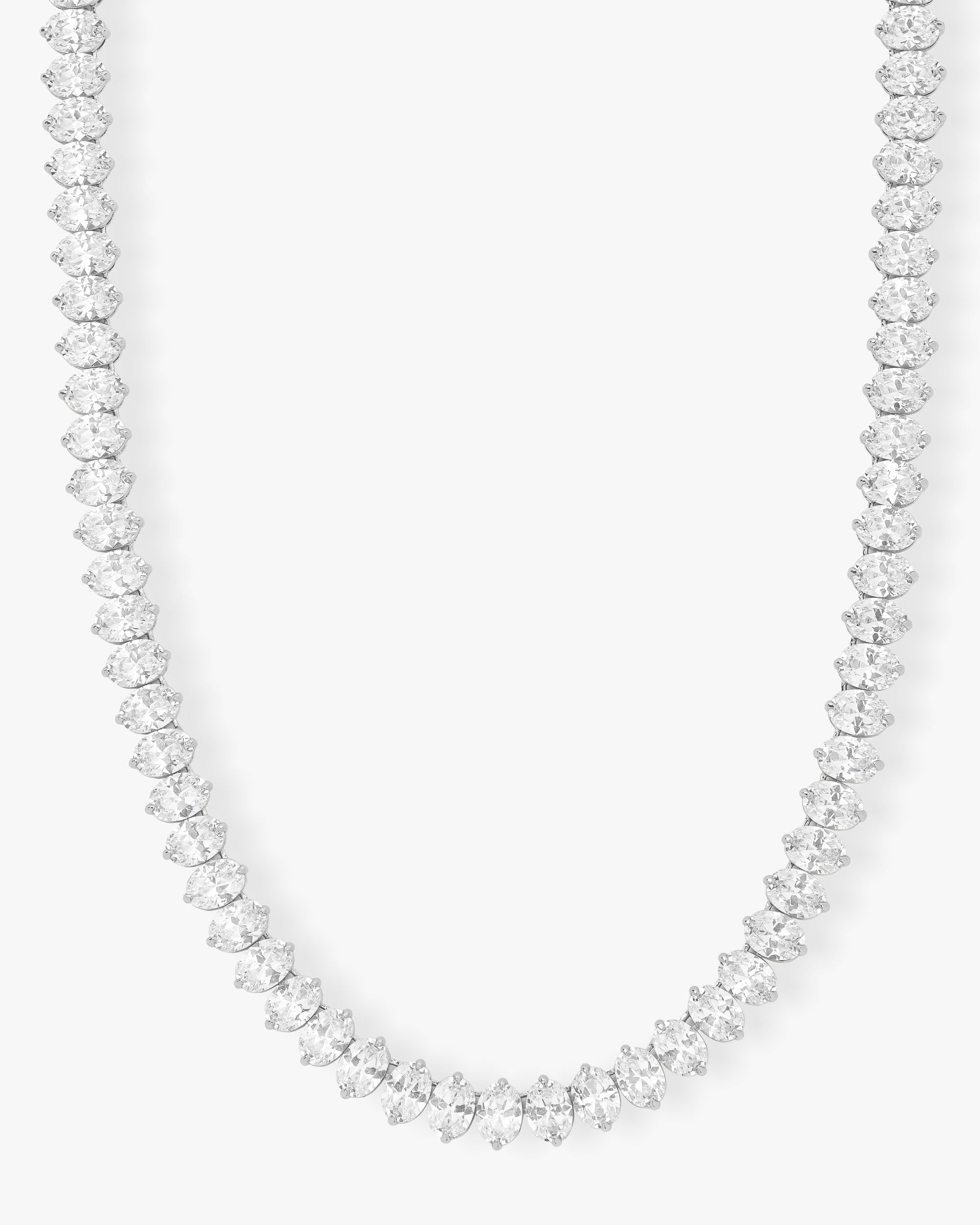 Hello Gorgeous Tennis Necklace 16" - Silver|White Diamondettes