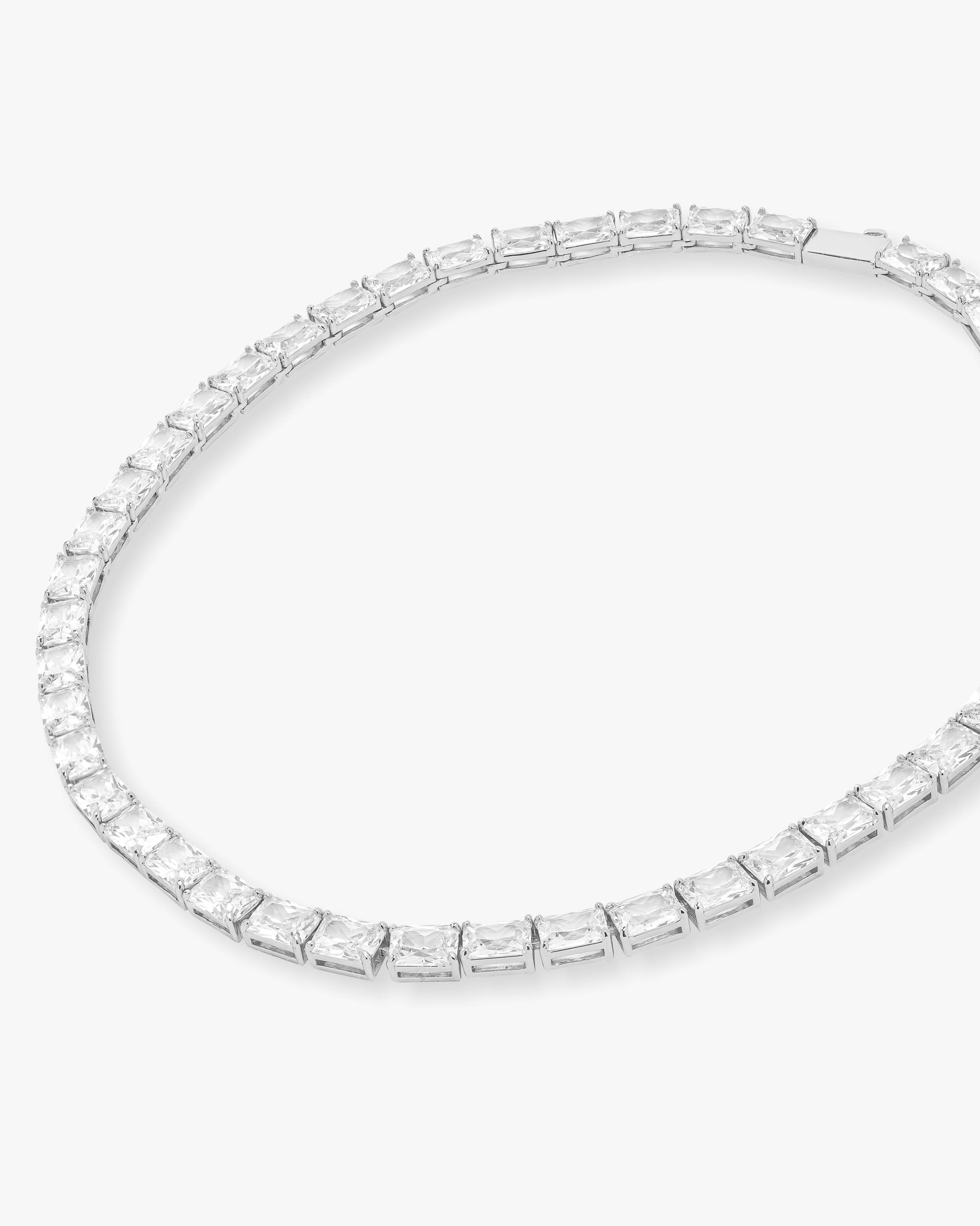 Grand Slam Tennis Necklace 16" - Silver|White Diamondettes