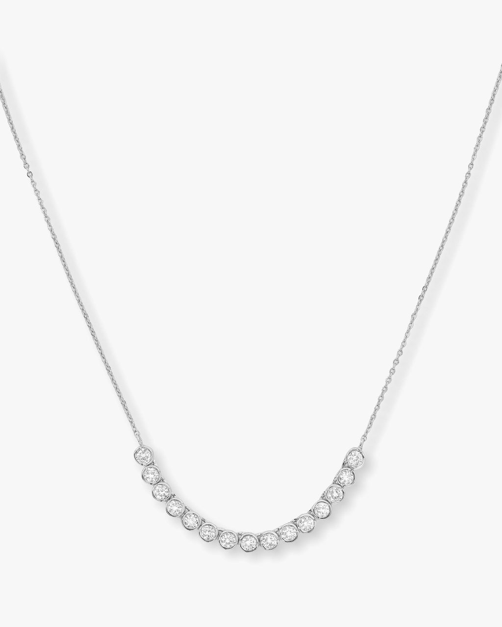 Baroness Tennis Chain Necklace - Silver|White Diamondettes