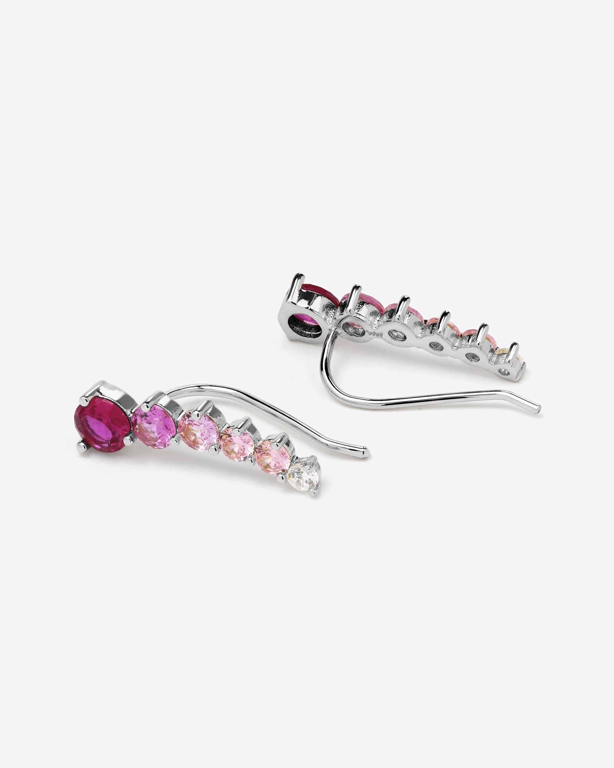 Not Your Basic Ombré Ear Crawler - Silver|Pink Sapphire Ombré
