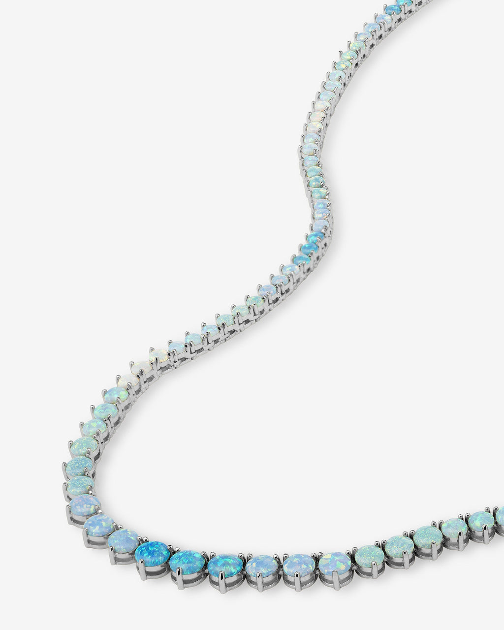 Not Your Basic Graduated Ombré Tennis Necklace 18" - Silver|Blue Opal Ombré