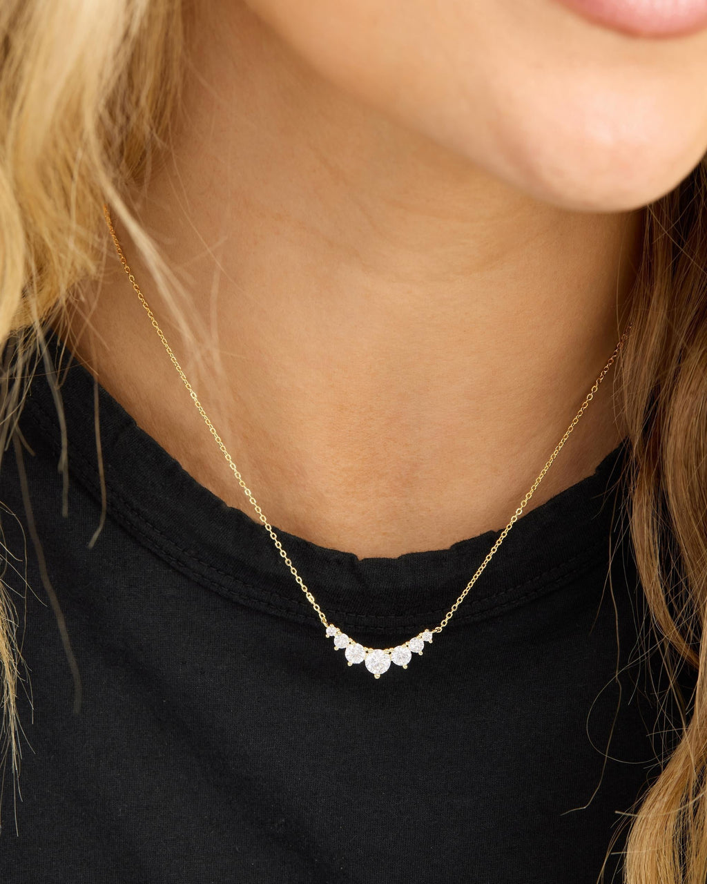 Not Your Basic Multi Stone Pendant Necklace - Gold